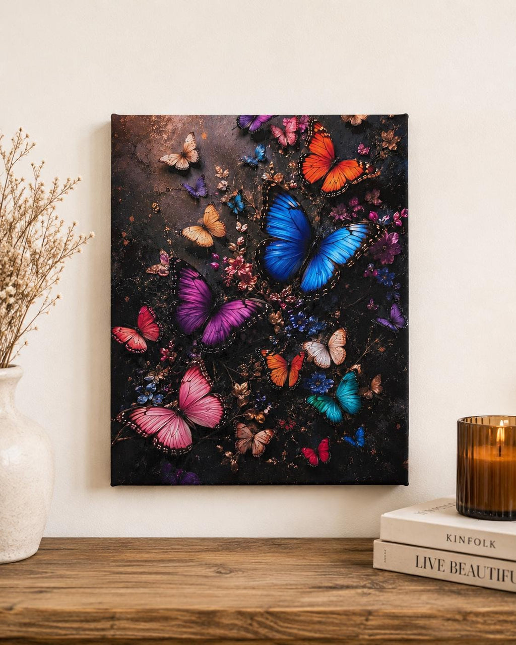 Colorful Butterfly Canvas Print Canvas Print — front view on white background