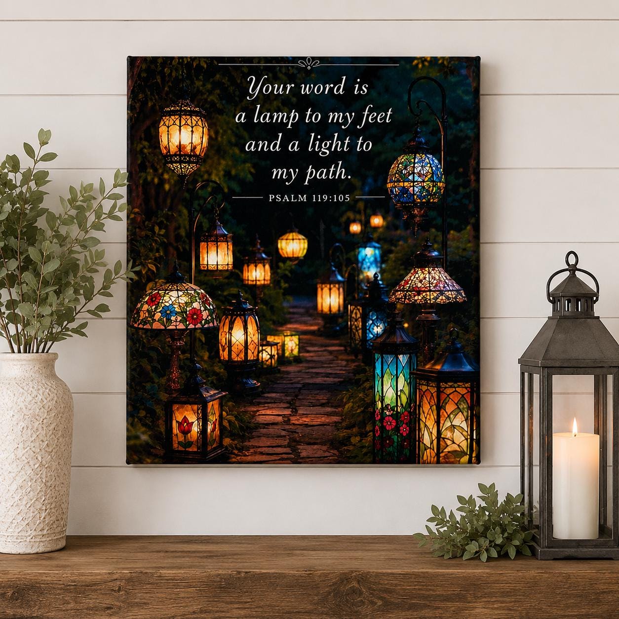 Psalm 119:105 Canvas Print Canvas Print — front view on white background