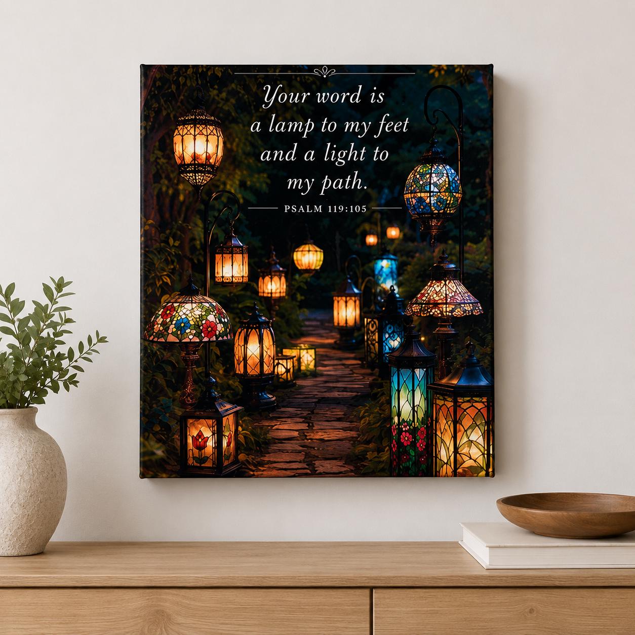 Psalm 119:105 Canvas Print Canvas Print — lifestyle setting