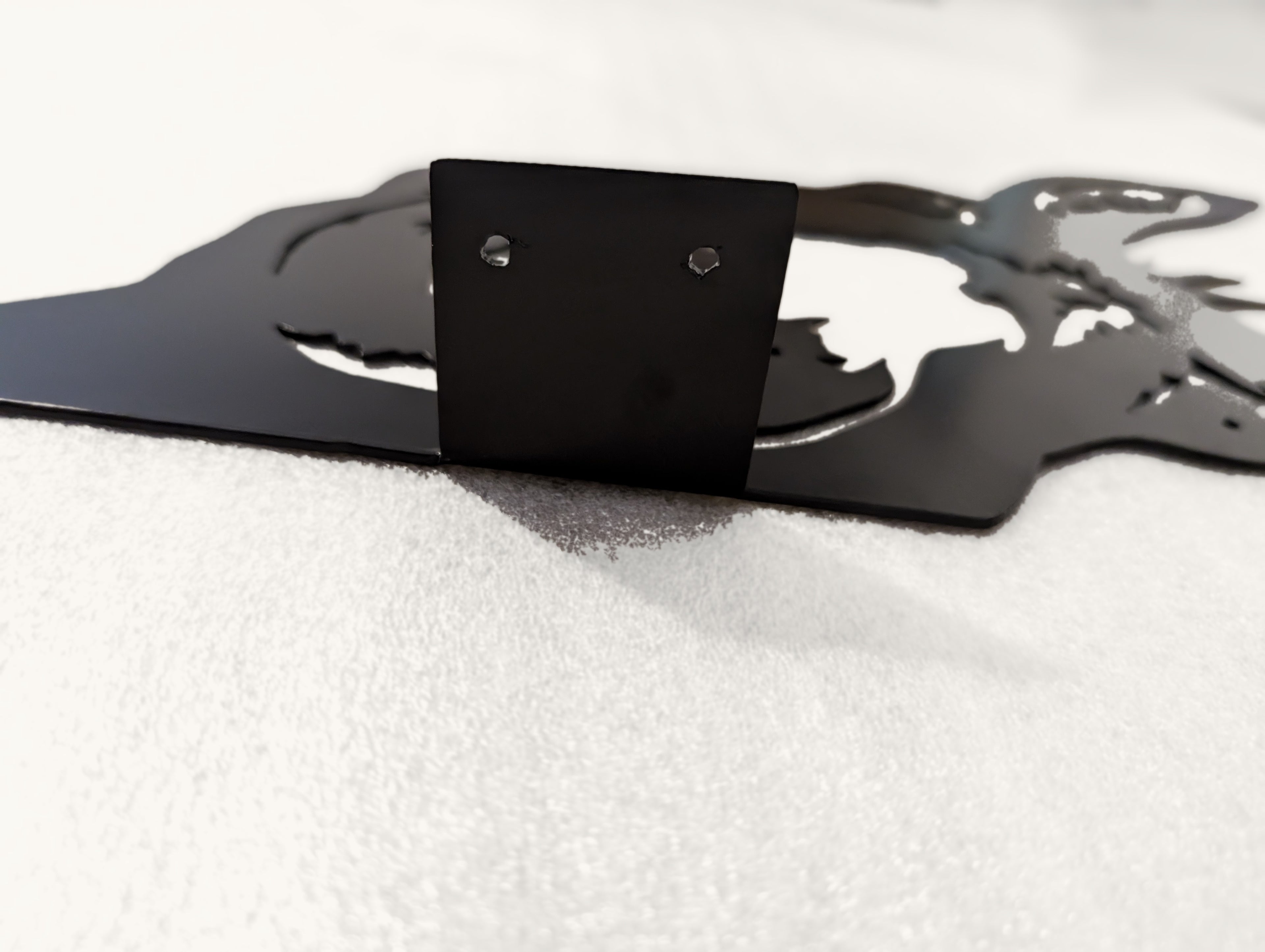 Close up of the rear bracket with two screw holes