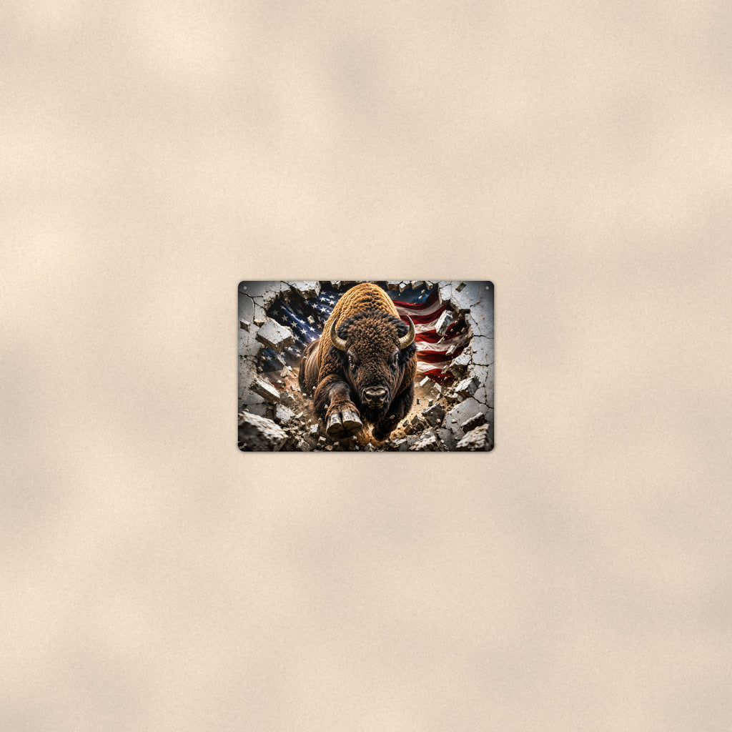 Charging Bison Metal Wall Art, 3D Breakthrough Aluminum Sign, Western Wildlife Cabin Decor Gift