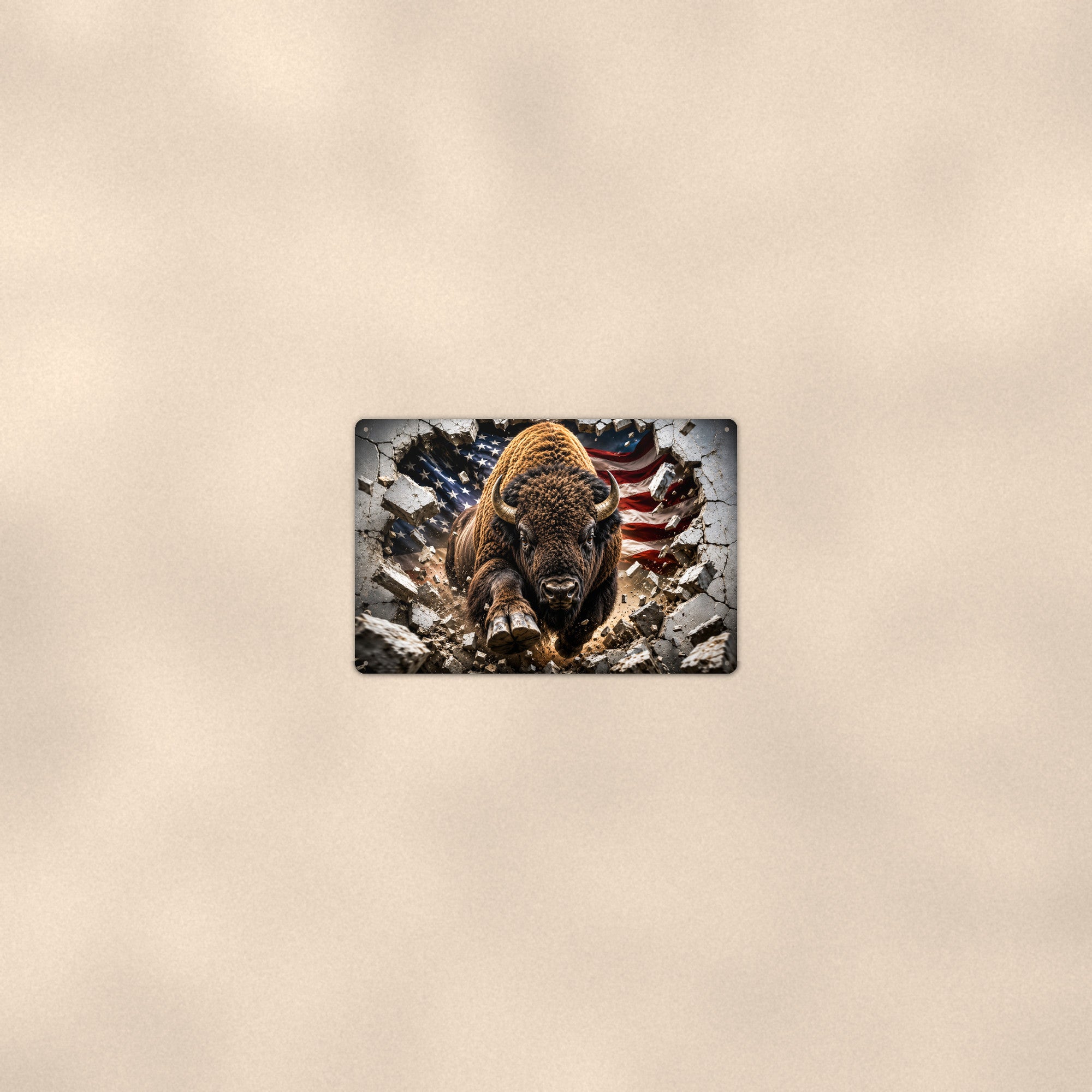 Charging Bison Metal Wall Art, 3D Breakthrough Aluminum Sign, Western Wildlife Cabin Decor Gift