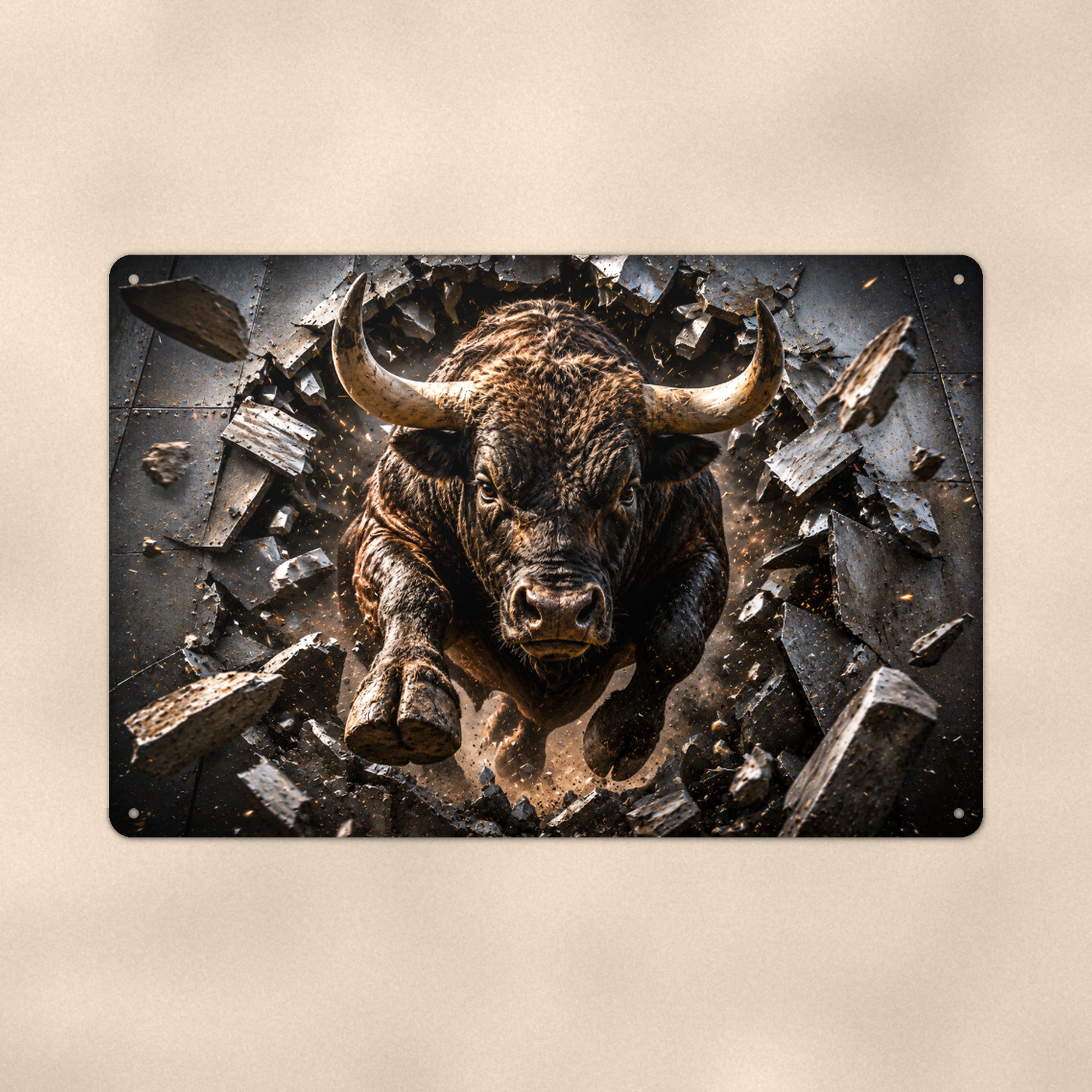 Charging Bull Metal Wall Art, 3D Breakthrough Aluminum Sign, Western Ranch Decor Gift