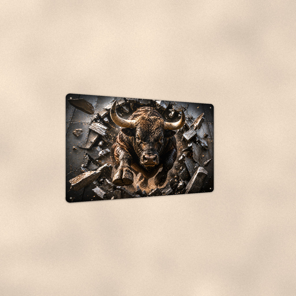 Charging Bull Metal Wall Art, 3D Breakthrough Aluminum Sign, Western Ranch Decor Gift