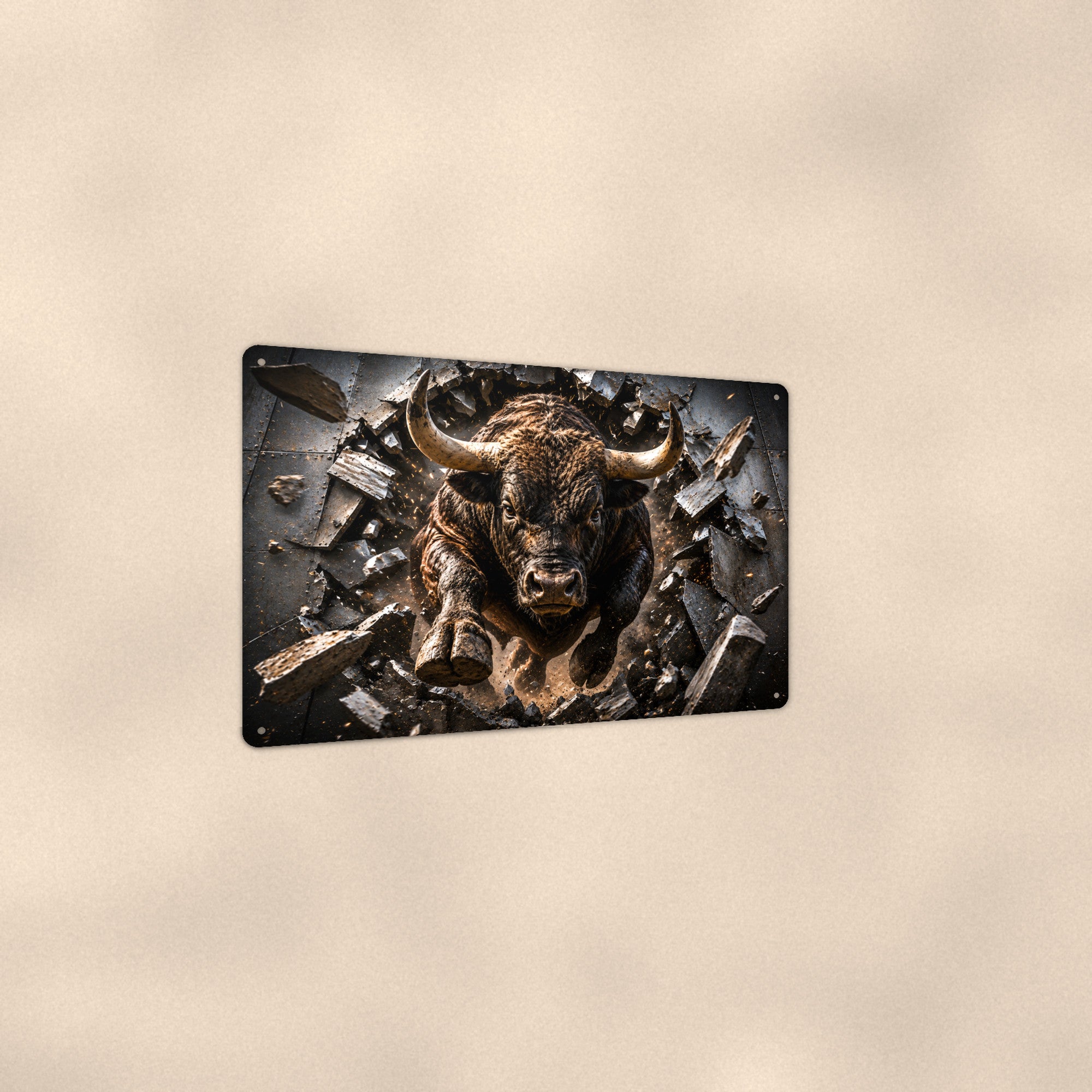 Charging Bull Metal Wall Art, 3D Breakthrough Aluminum Sign, Western Ranch Decor Gift