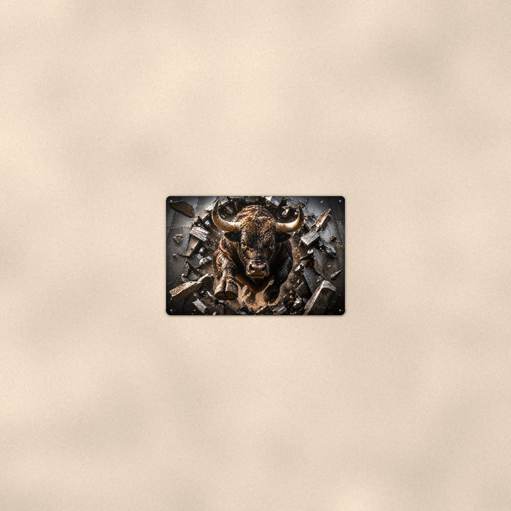 Charging Bull Metal Wall Art, 3D Breakthrough Aluminum Sign, Western Ranch Decor Gift
