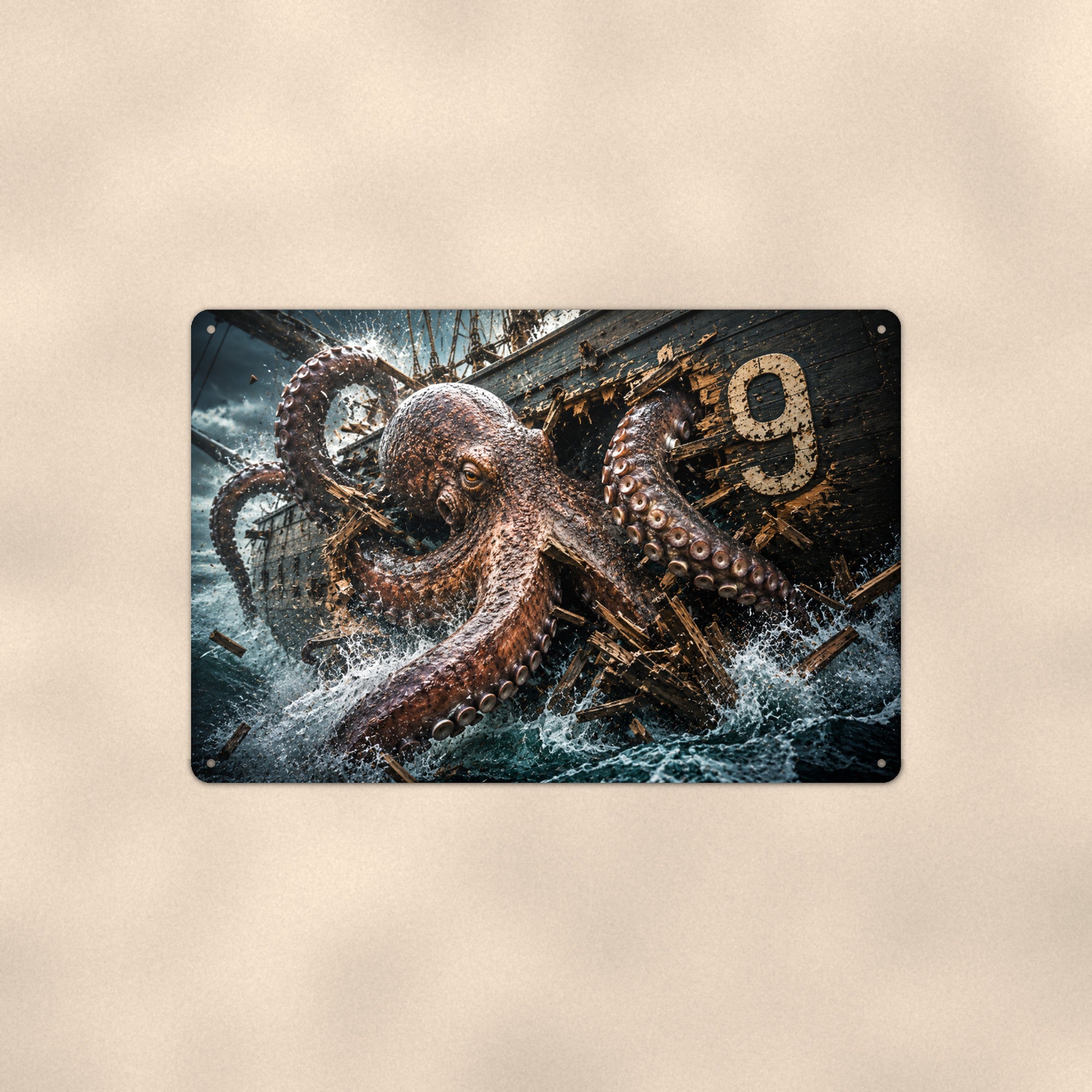 Octopus Metal Wall Art, 3D Breakthrough Aluminum Sign, Ocean Wildlife Nautical Decor Gift