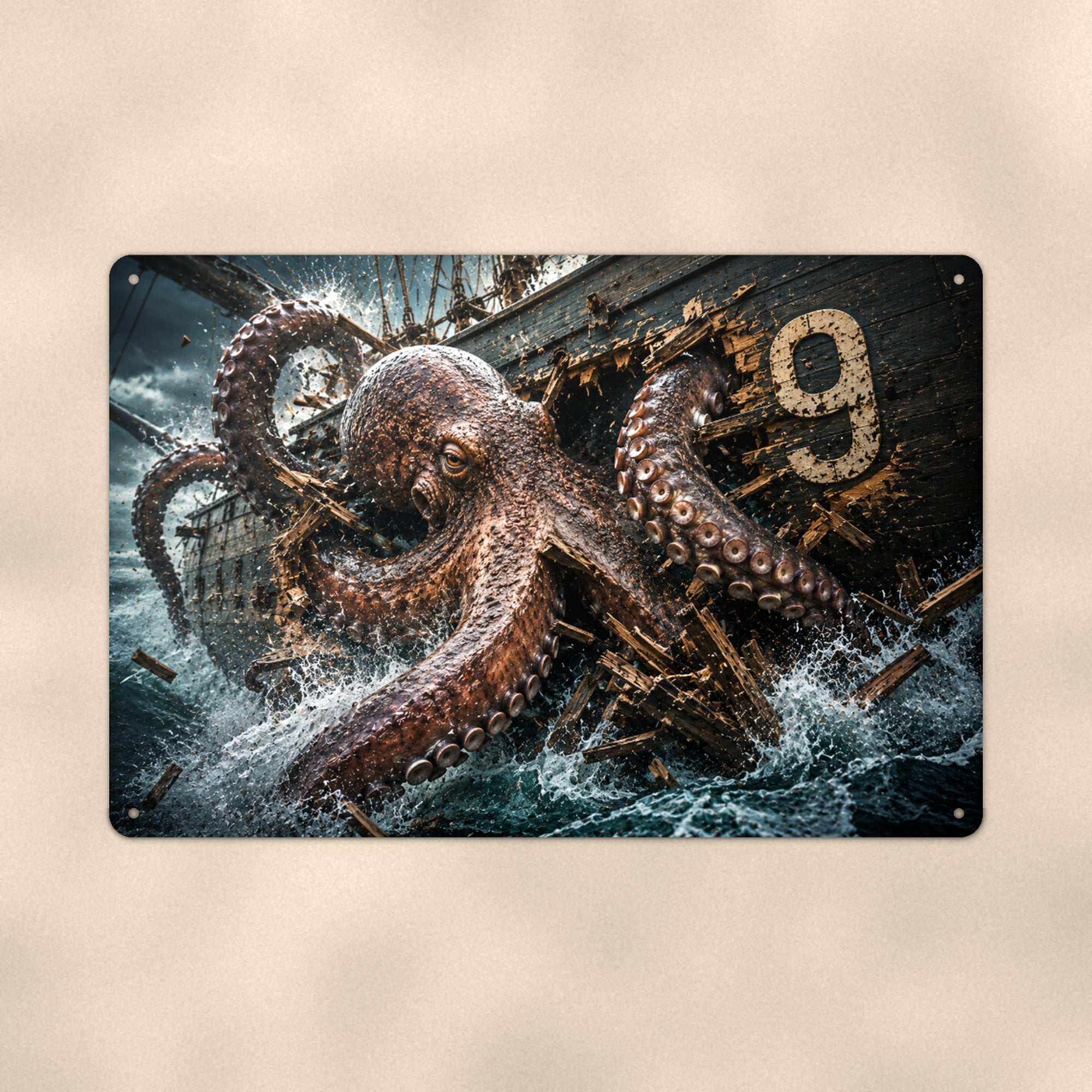 Octopus Metal Wall Art, 3D Breakthrough Aluminum Sign, Ocean Wildlife Nautical Decor Gift