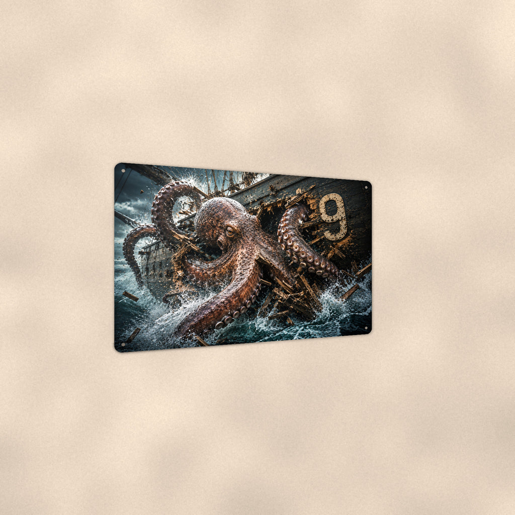 Octopus Metal Wall Art, 3D Breakthrough Aluminum Sign, Ocean Wildlife Nautical Decor Gift