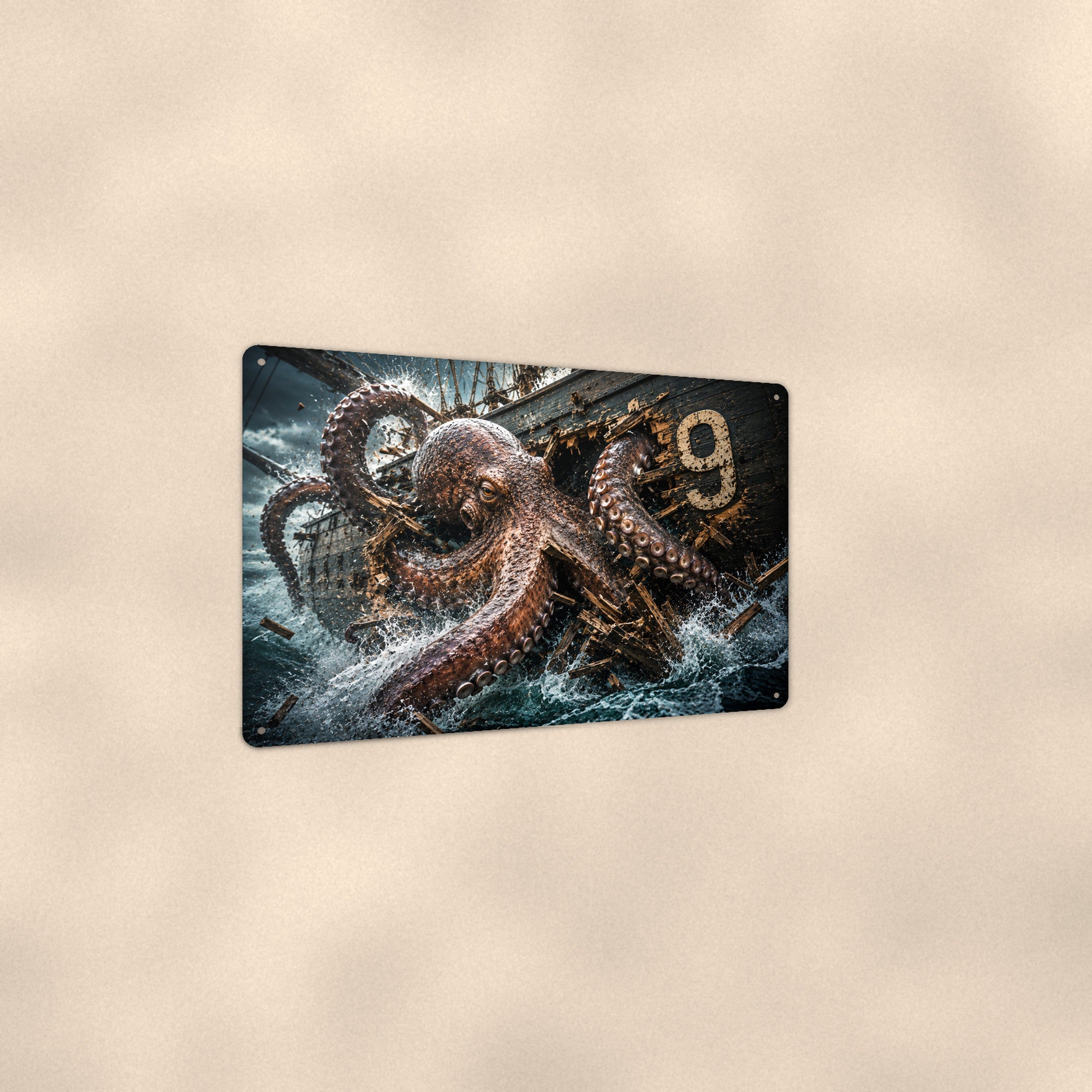Octopus Metal Wall Art, 3D Breakthrough Aluminum Sign, Ocean Wildlife Nautical Decor Gift