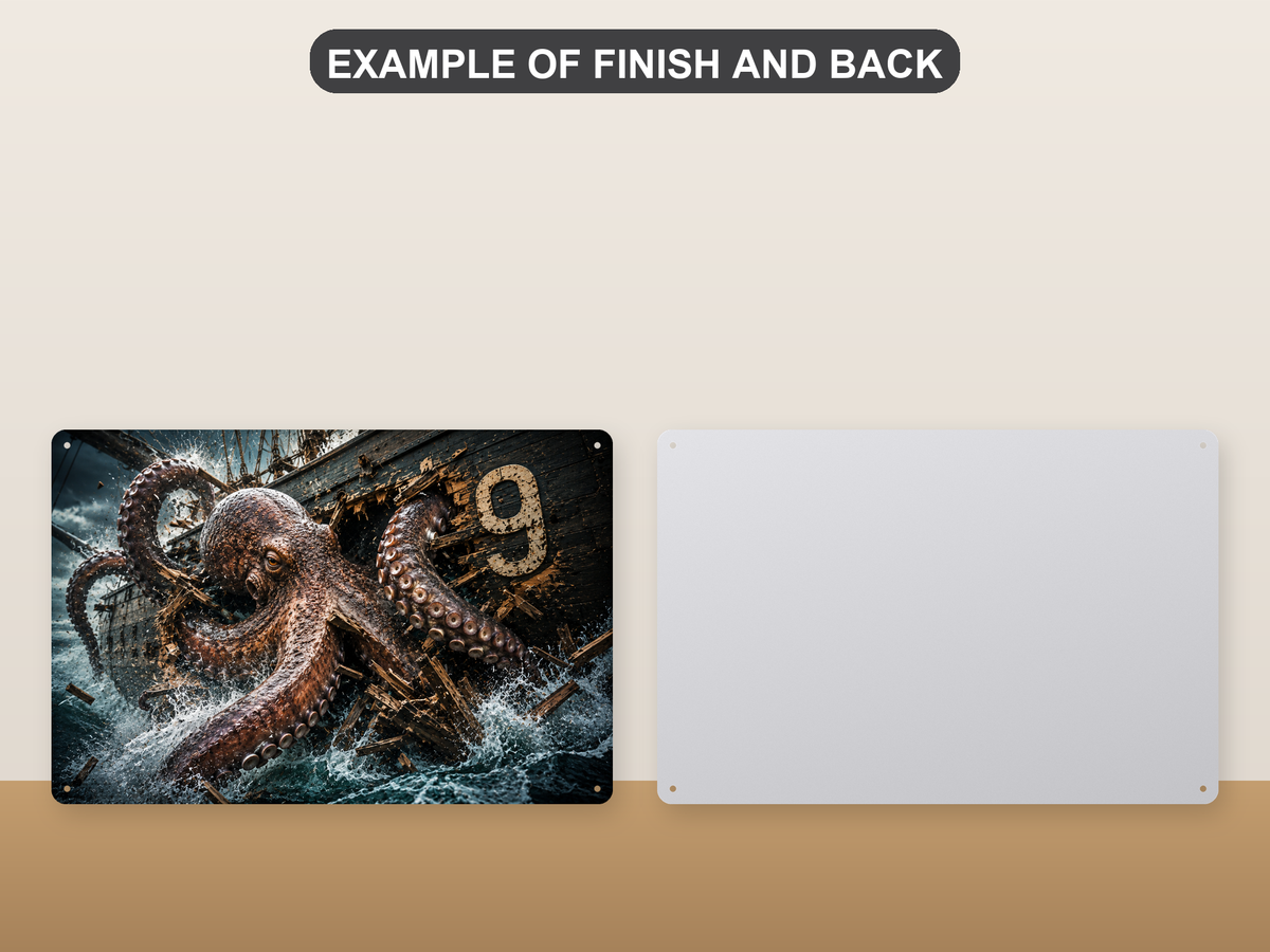 Kraken Ship Attack Metal Sign aluminum sign - view 05