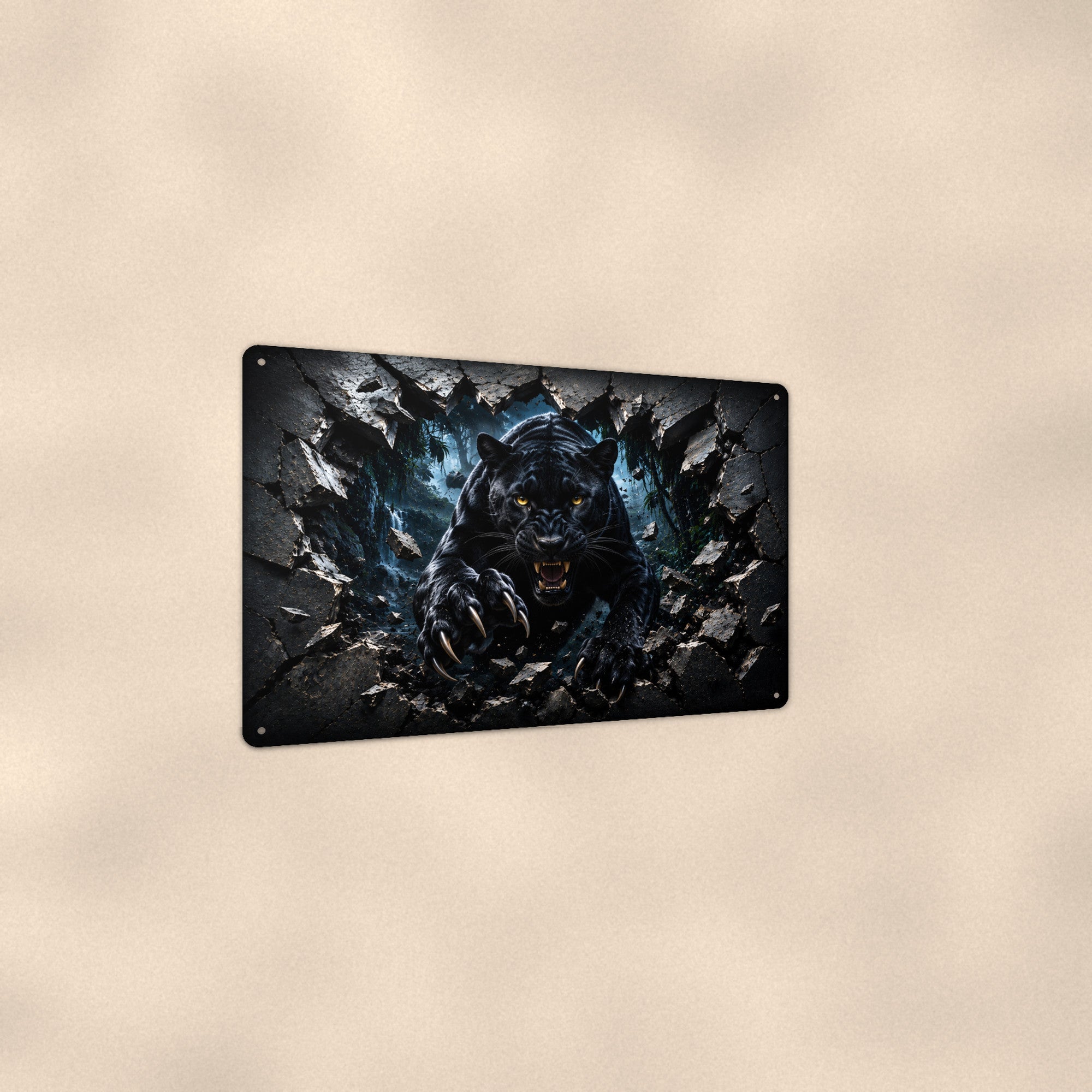 Black Panther Metal Wall Art, 3D Breakthrough Aluminum Sign, Big Cat Wildlife Decor Gift