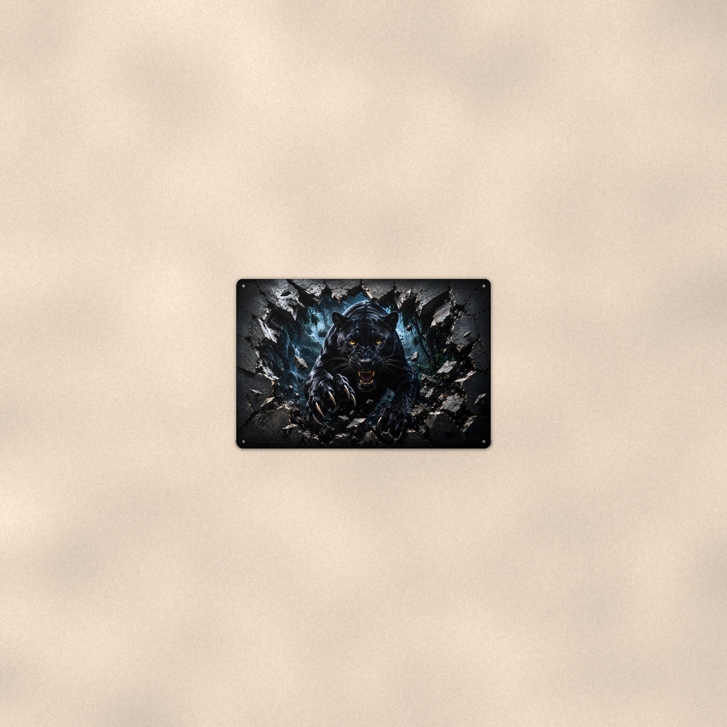 Black Panther Metal Wall Art, 3D Breakthrough Aluminum Sign, Big Cat Wildlife Decor Gift