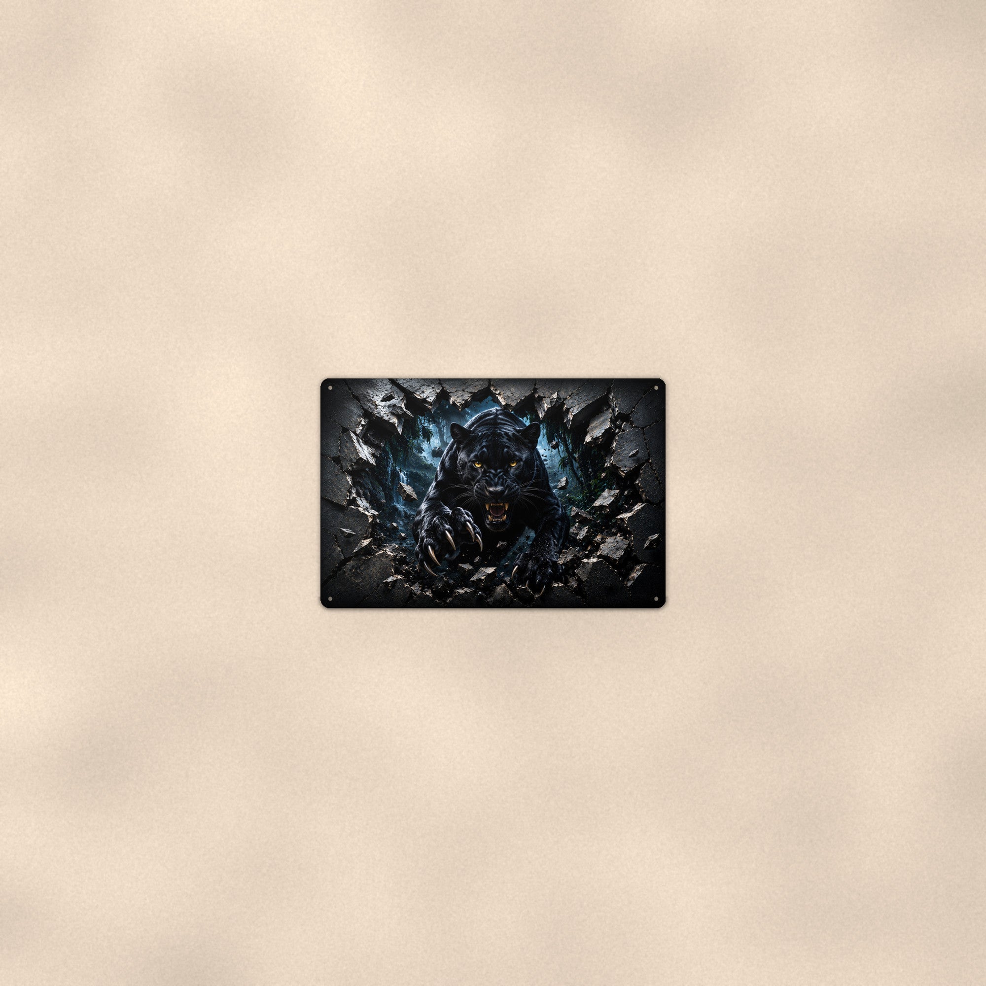 Black Panther Metal Wall Art, 3D Breakthrough Aluminum Sign, Big Cat Wildlife Decor Gift