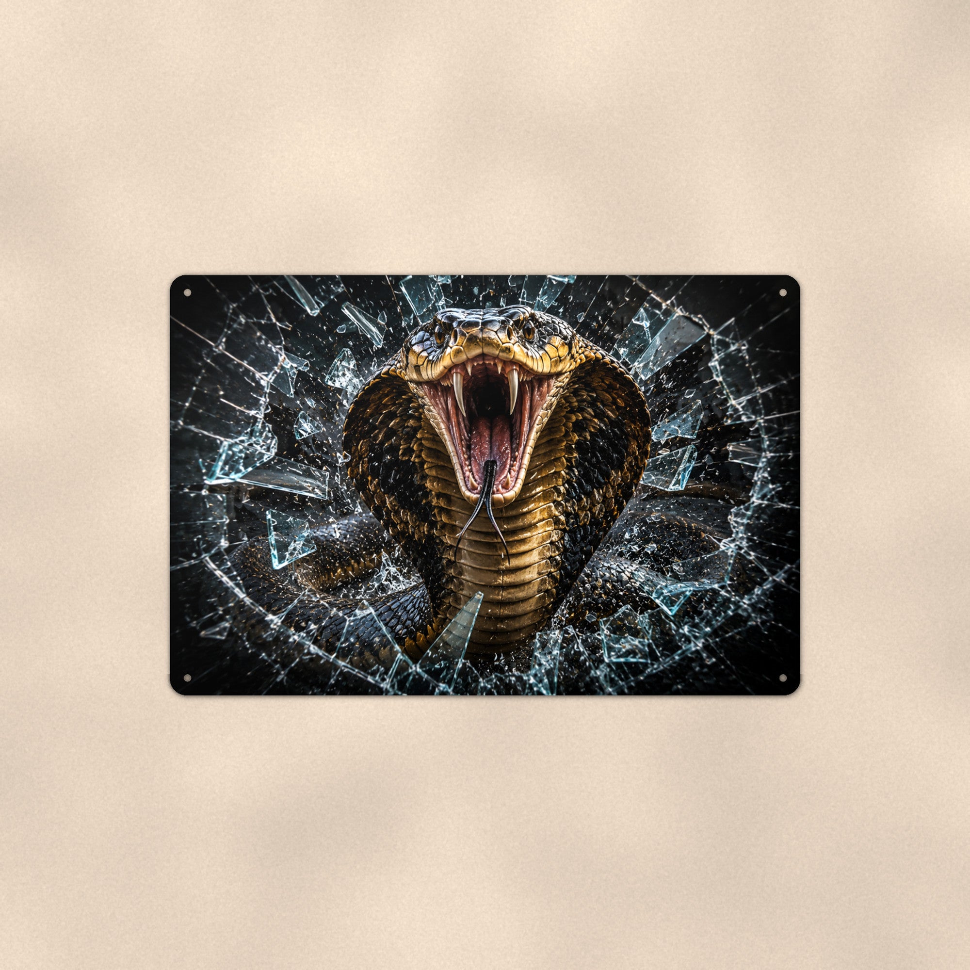 Cobra Snake Metal Wall Art, 3D Breakthrough Aluminum Sign, Reptile Wildlife Decor Gift