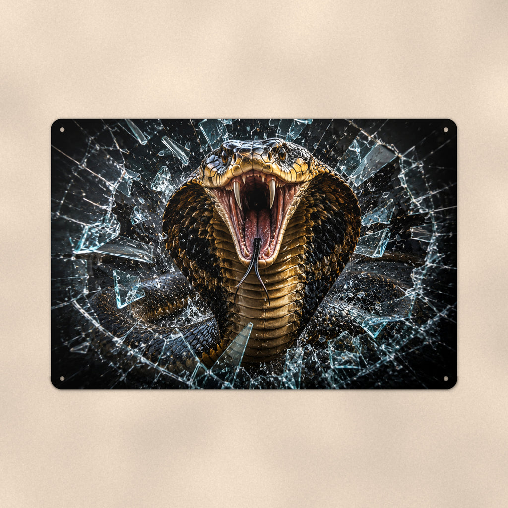Cobra Snake Metal Wall Art, 3D Breakthrough Aluminum Sign, Reptile Wildlife Decor Gift