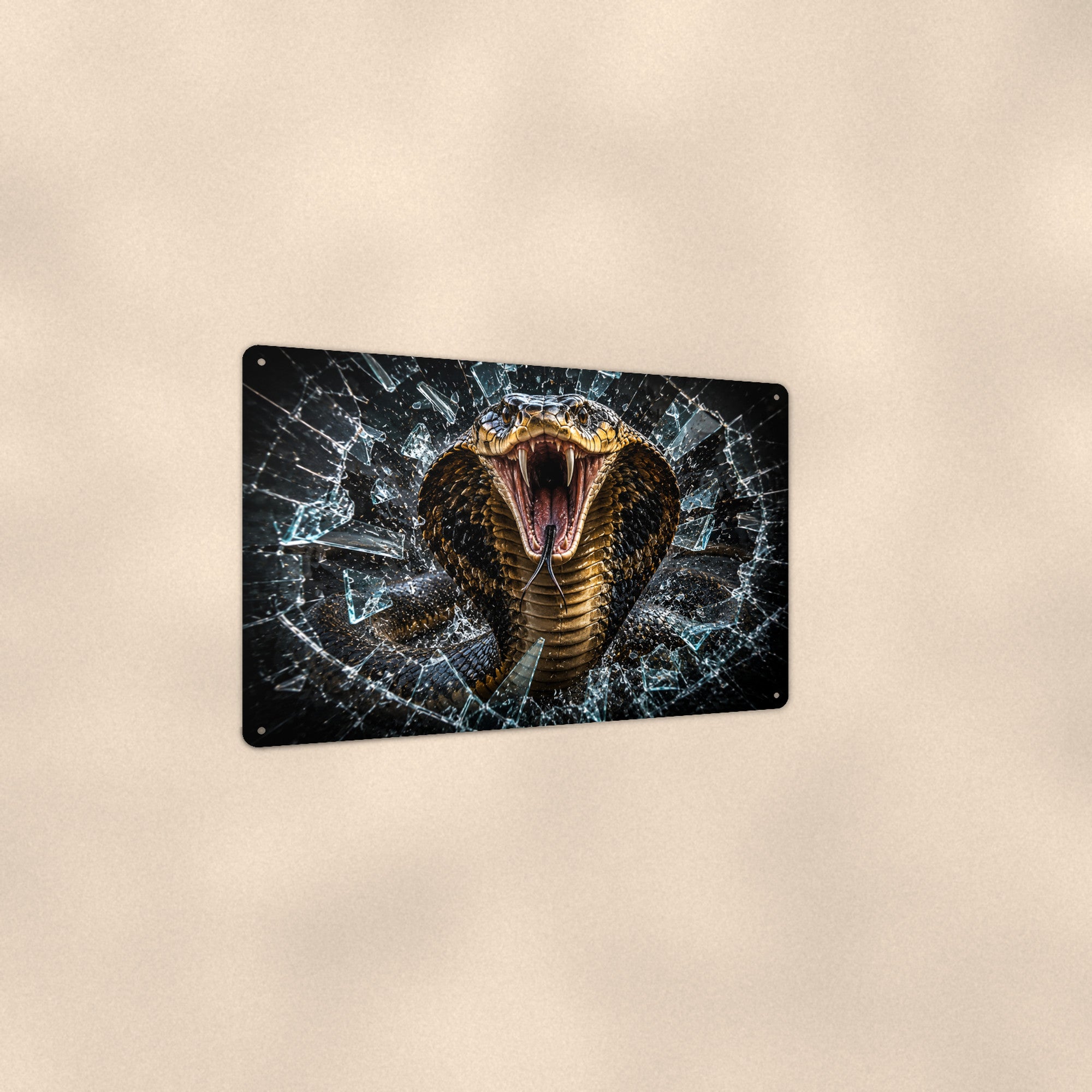 Cobra Snake Metal Wall Art, 3D Breakthrough Aluminum Sign, Reptile Wildlife Decor Gift
