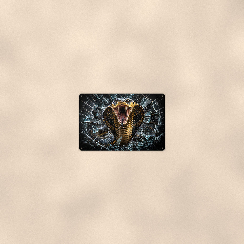 Cobra Snake Metal Wall Art, 3D Breakthrough Aluminum Sign, Reptile Wildlife Decor Gift