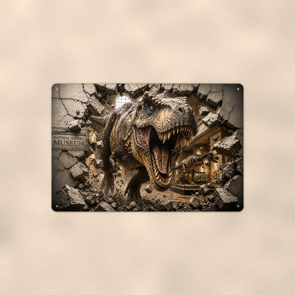 T Rex Dinosaur Metal Wall Art, 3D Breakthrough Aluminum Sign, Prehistoric Room Decor Gift