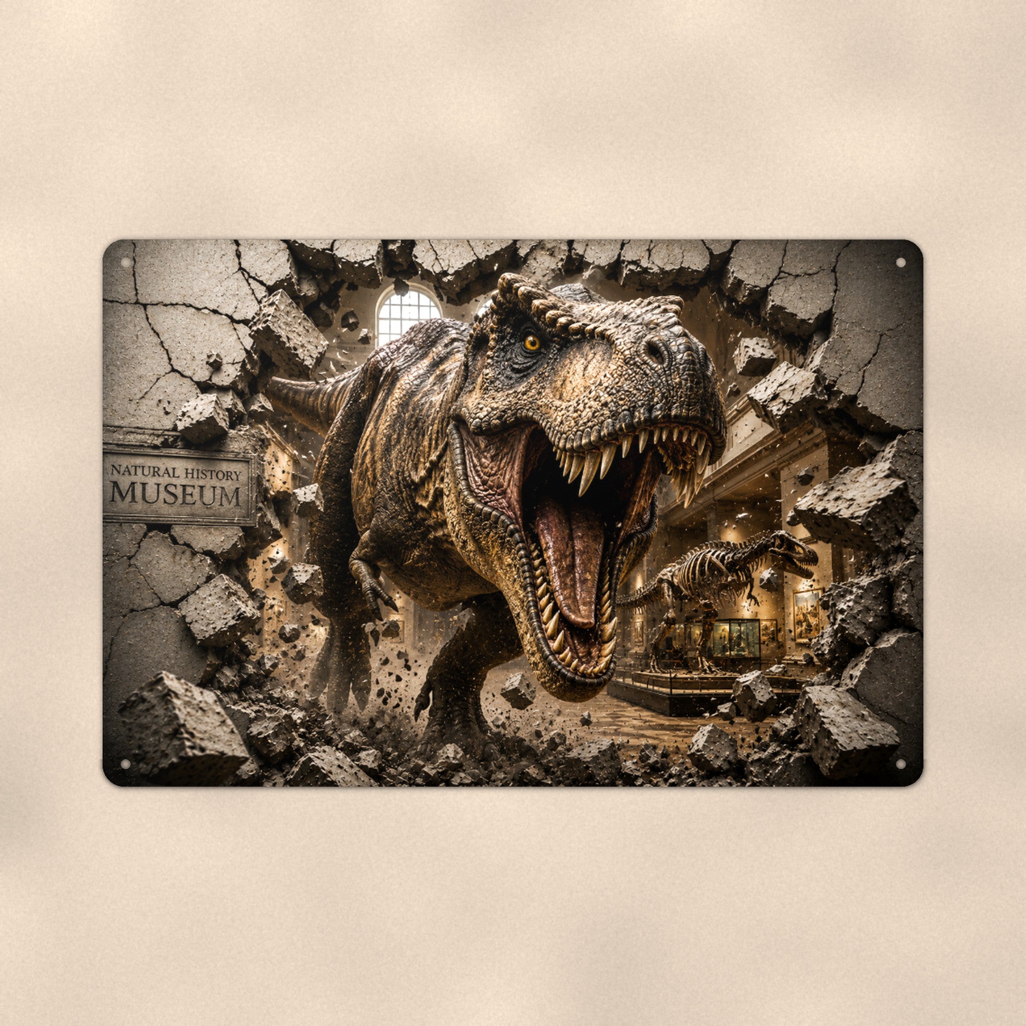 T Rex Dinosaur Metal Wall Art, 3D Breakthrough Aluminum Sign, Prehistoric Room Decor Gift
