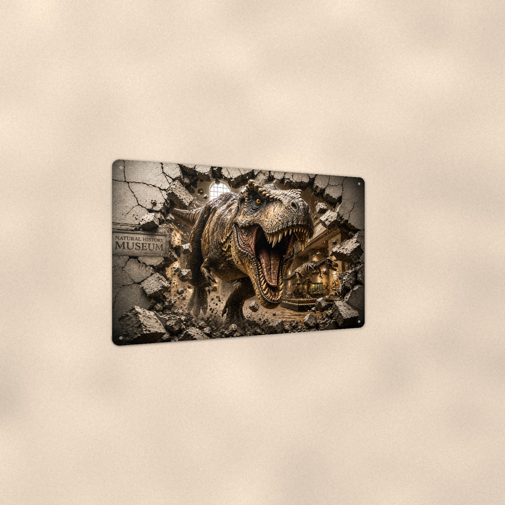 T Rex Dinosaur Metal Wall Art, 3D Breakthrough Aluminum Sign, Prehistoric Room Decor Gift