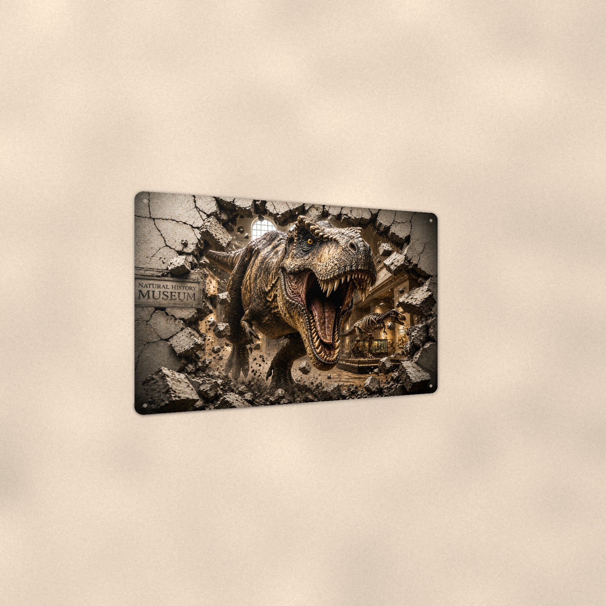 T Rex Dinosaur Metal Wall Art, 3D Breakthrough Aluminum Sign, Prehistoric Room Decor Gift