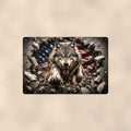 Wolf Metal Wall Art, 3D Breakthrough Aluminum Sign, Patriotic Wildlife Decor Gift