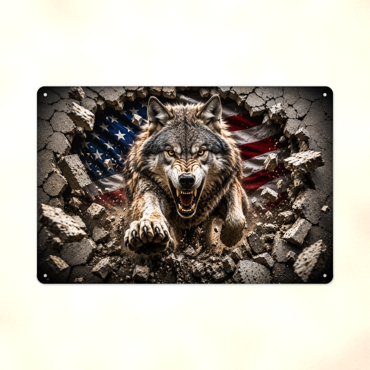 Wolf Metal Sign aluminum sign - view 02