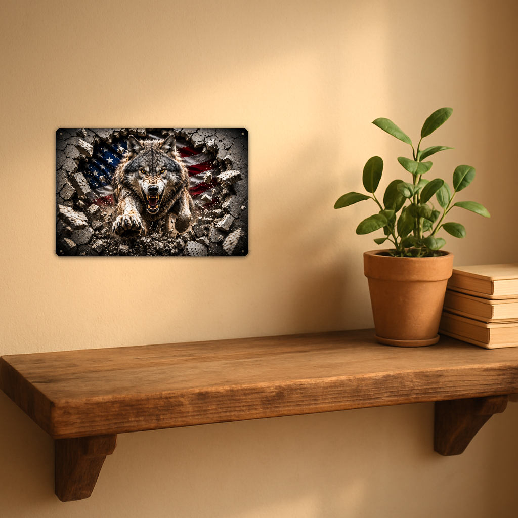 Wolf Metal Sign aluminum sign - view 03