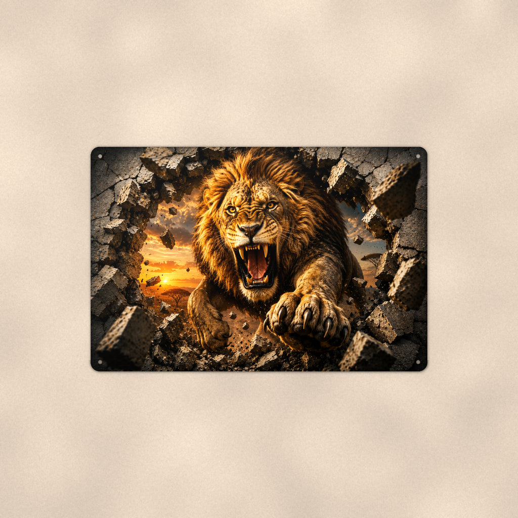 Lion Metal Wall Art, 3D Breakthrough Aluminum Sign, Big Cat Wildlife Decor Gift