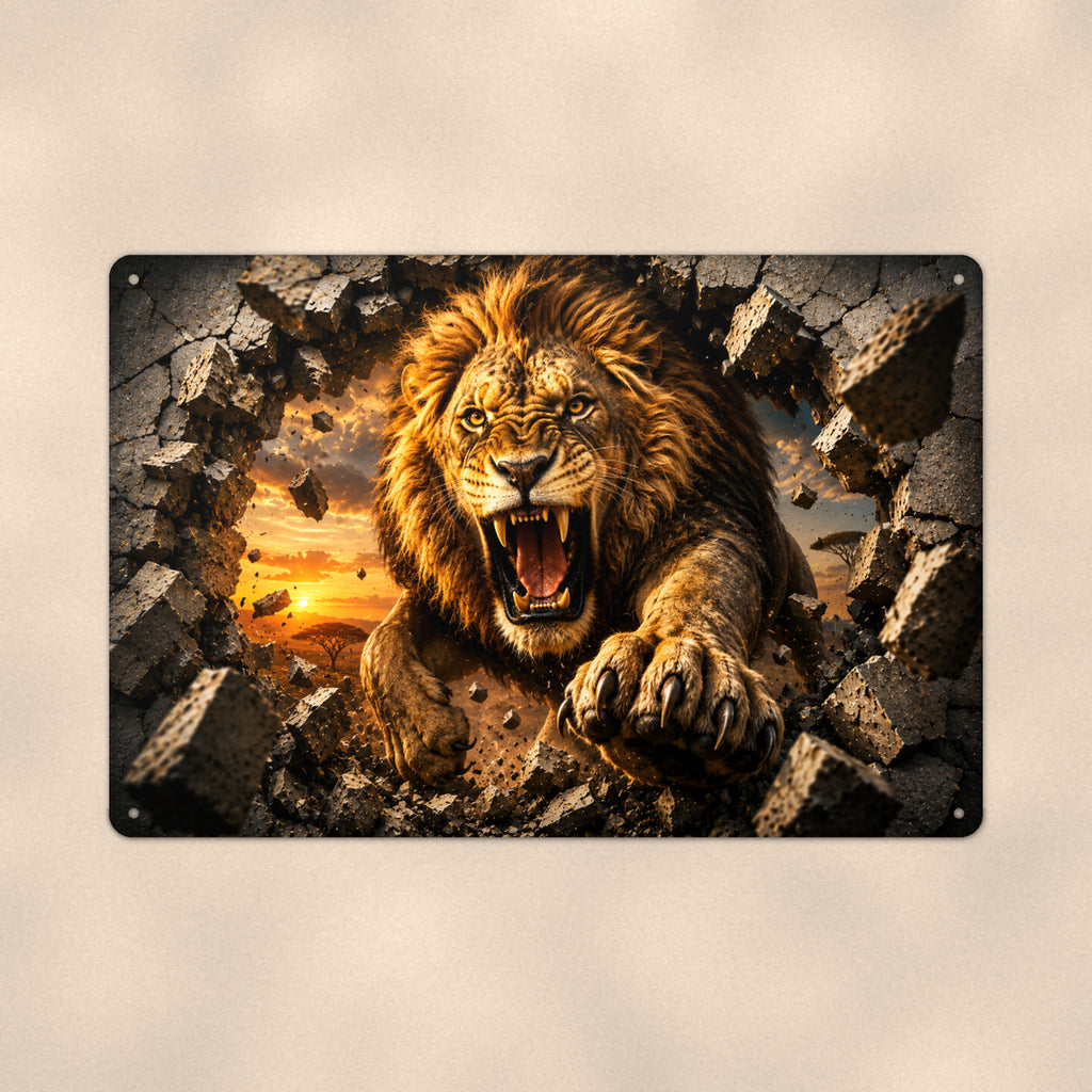 Lion Metal Wall Art, 3D Breakthrough Aluminum Sign, Big Cat Wildlife Decor Gift