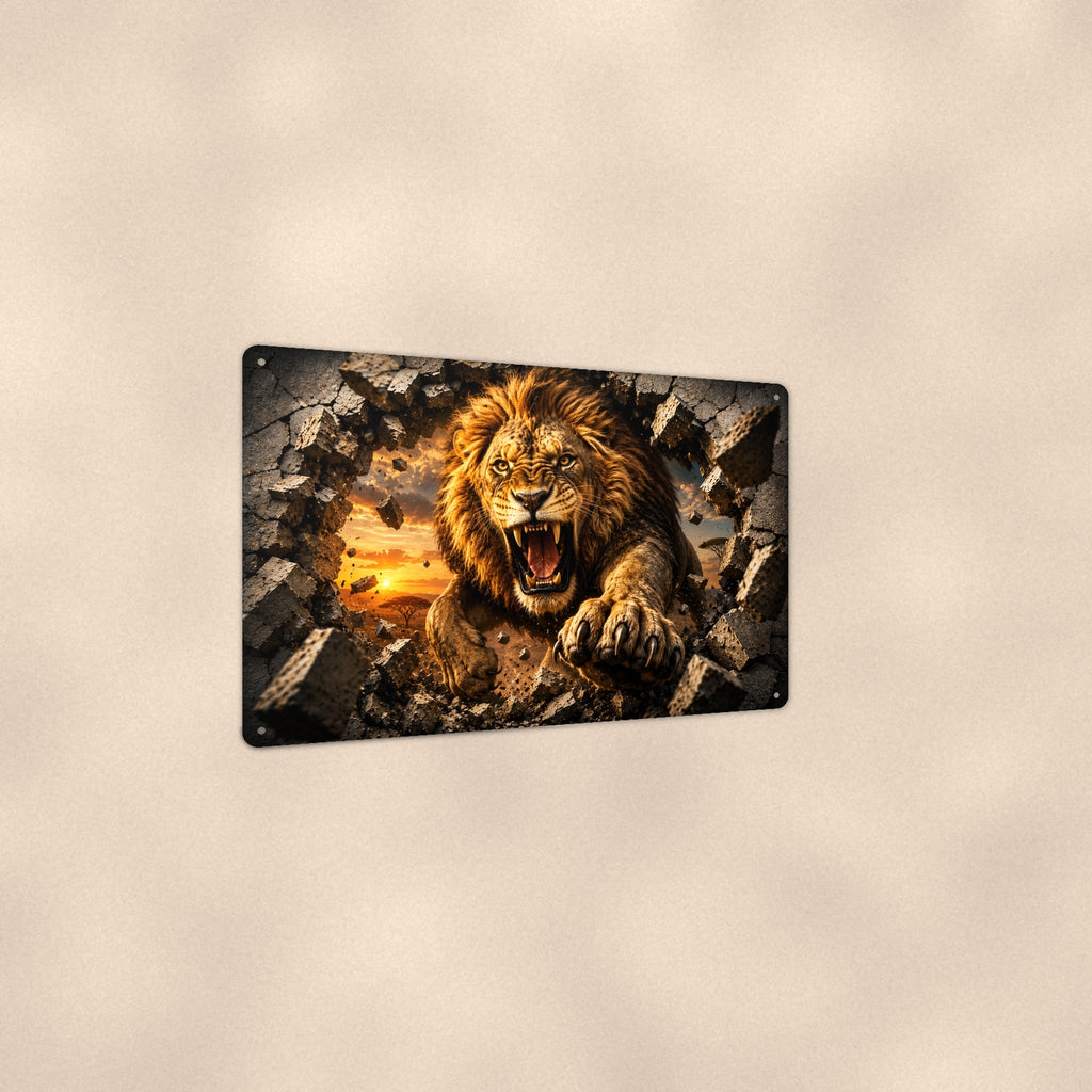 Lion Metal Wall Art, 3D Breakthrough Aluminum Sign, Big Cat Wildlife Decor Gift