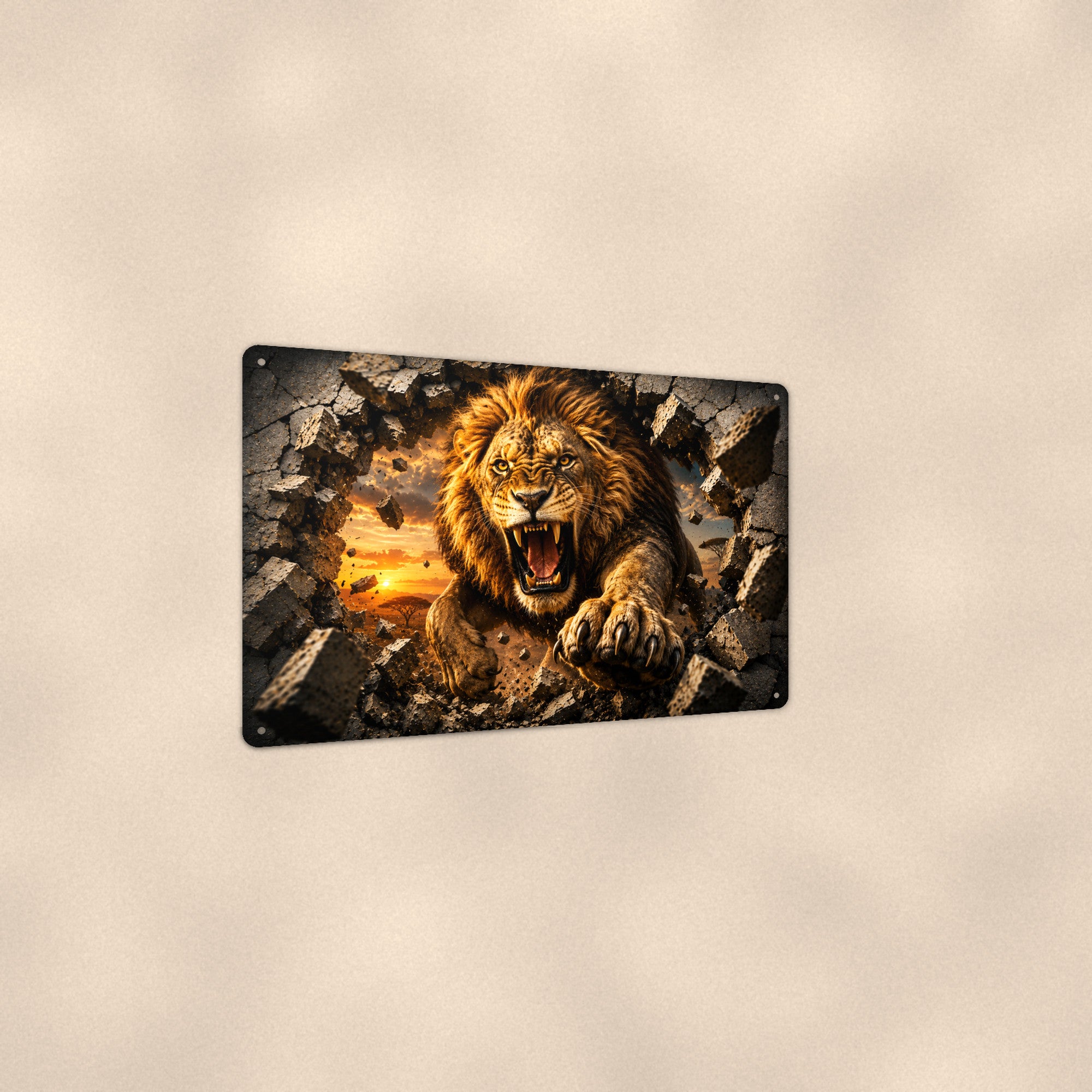 Lion Metal Wall Art, 3D Breakthrough Aluminum Sign, Big Cat Wildlife Decor Gift