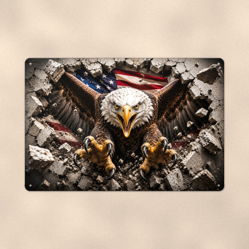 Bald Eagle Metal Wall Art, 3D Breakthrough Aluminum Sign, Patriotic Wildlife Decor Gift