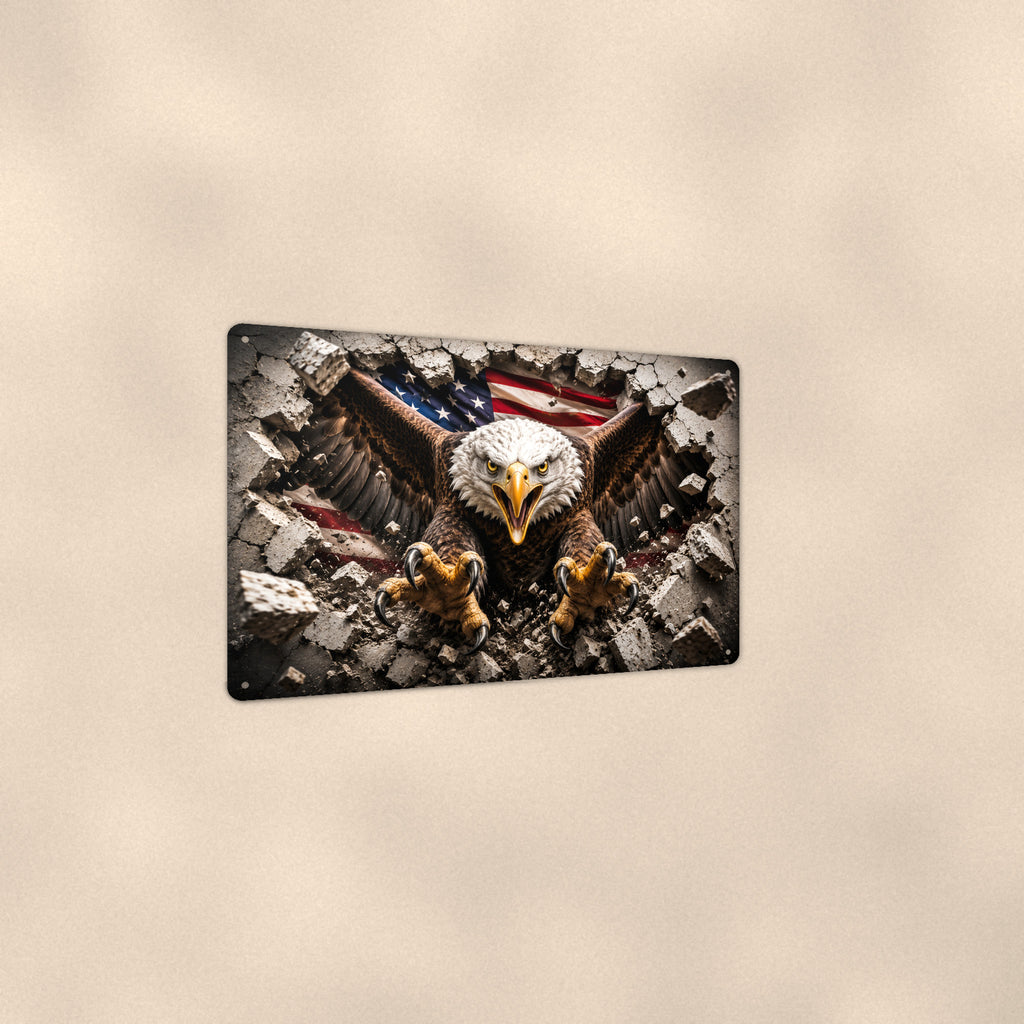 Bald Eagle Metal Wall Art, 3D Breakthrough Aluminum Sign, Patriotic Wildlife Decor Gift