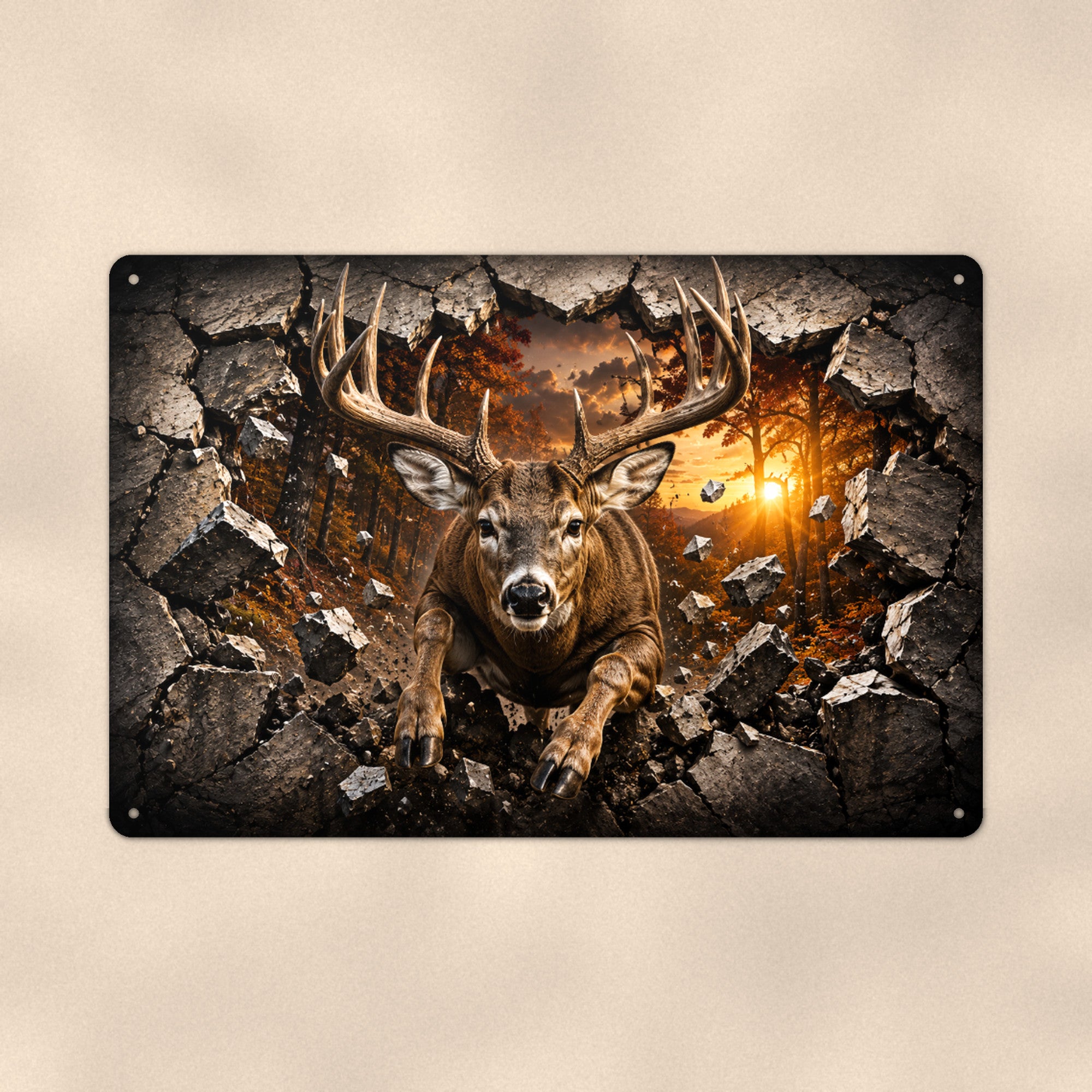 Whitetail Buck Metal Wall Art, 3D Breakthrough Aluminum Sign, Deer Hunting Cabin Decor Gift