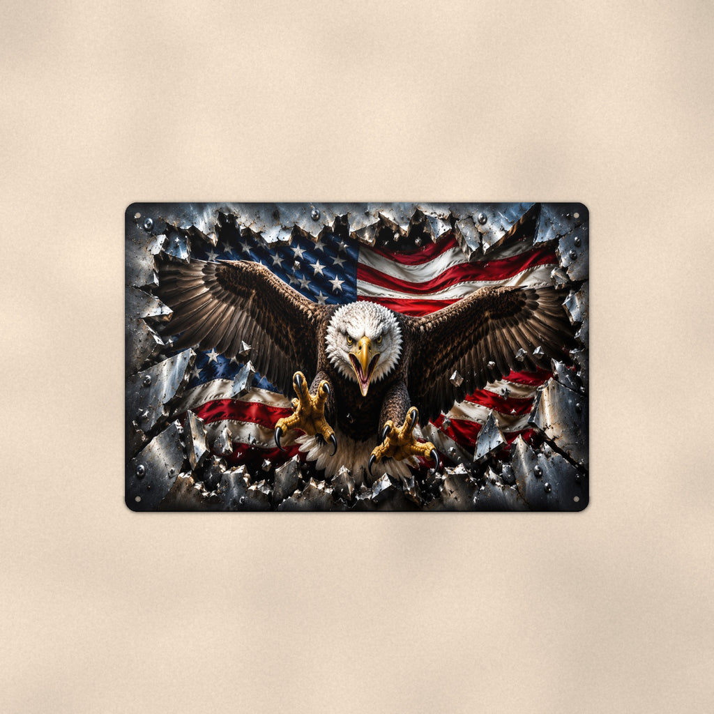 Bald Eagle Wings Metal Wall Art, 3D Breakthrough Aluminum Sign, Patriotic Wildlife Decor Gift