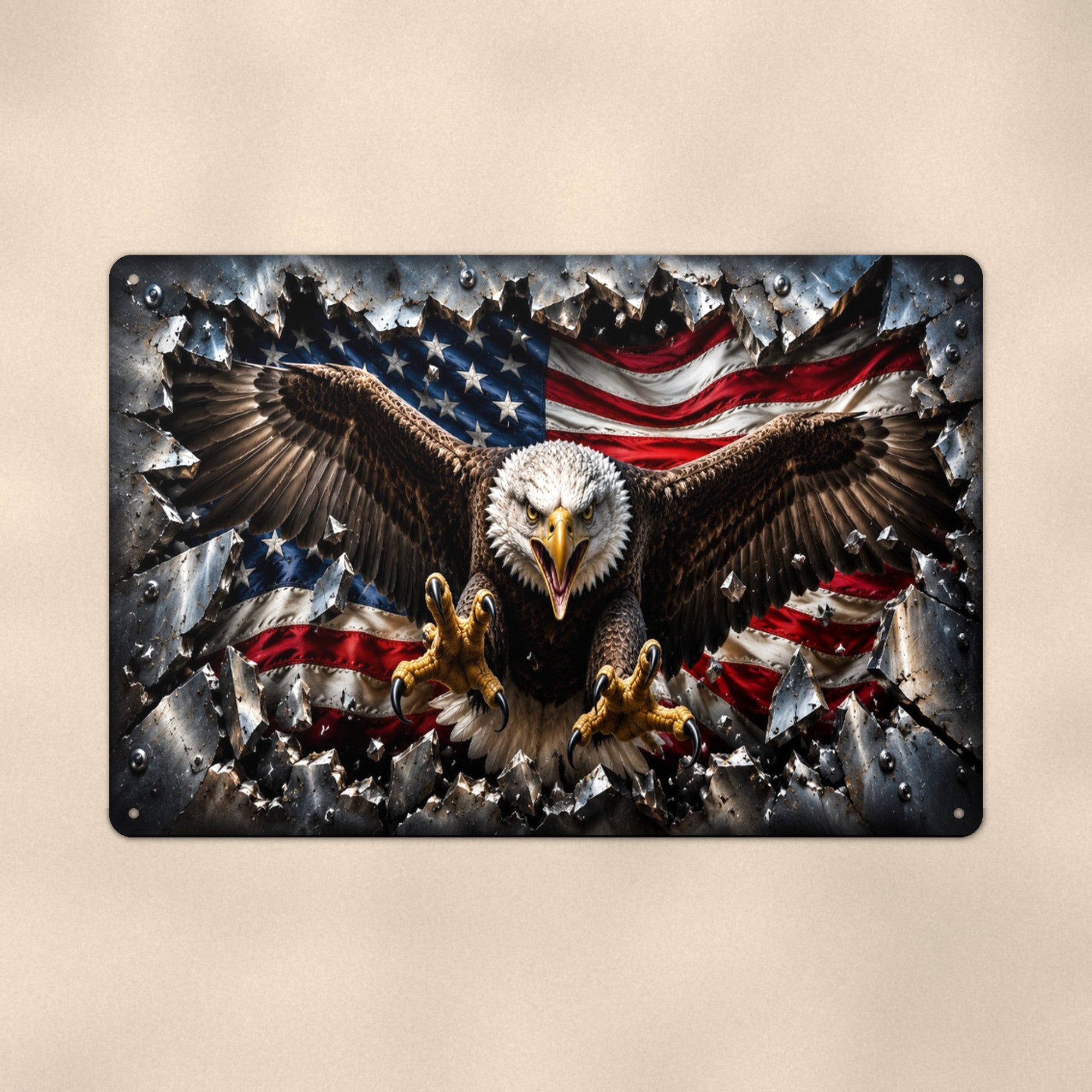 Bald Eagle Wings Metal Wall Art, 3D Breakthrough Aluminum Sign, Patriotic Wildlife Decor Gift