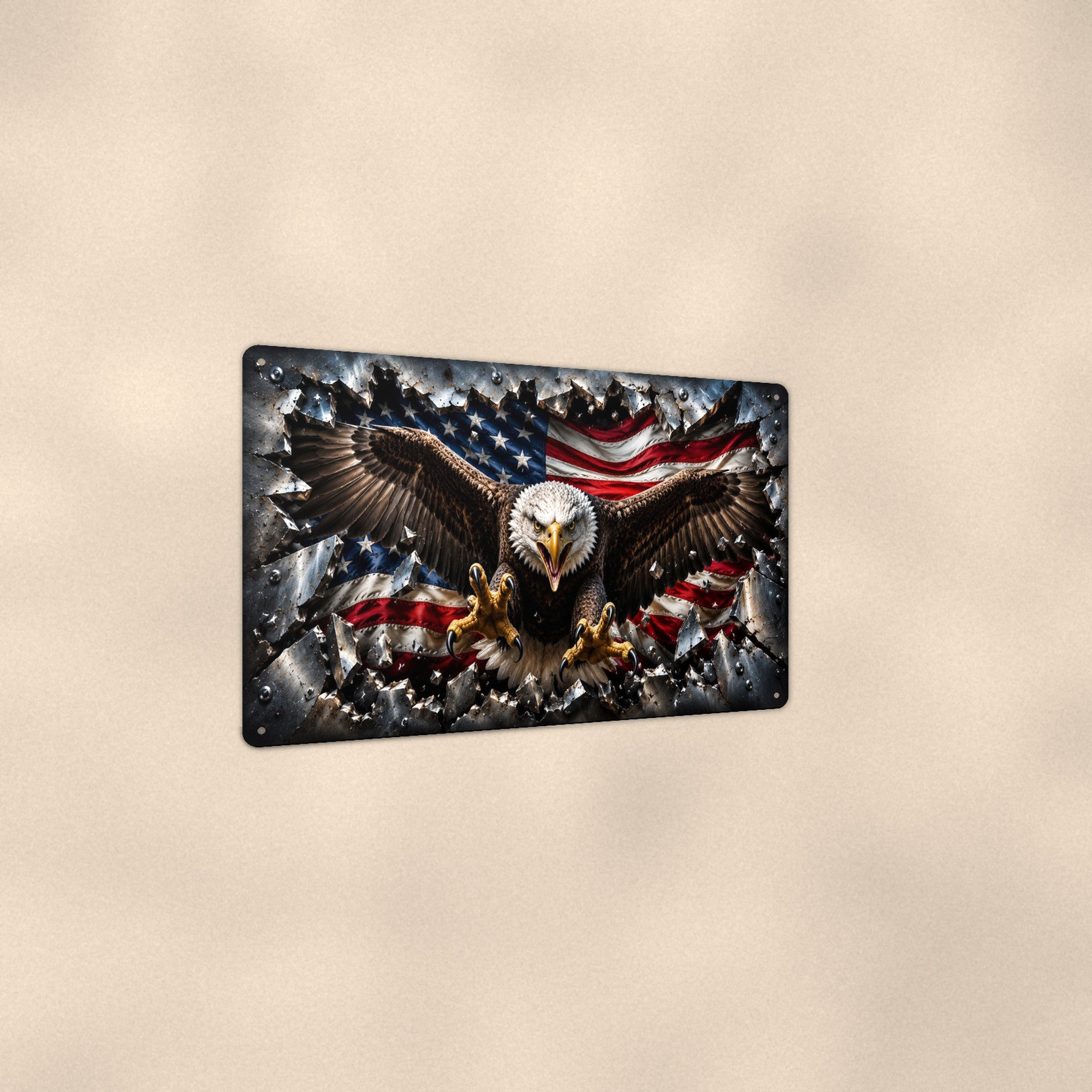 Bald Eagle Wings Metal Wall Art, 3D Breakthrough Aluminum Sign, Patriotic Wildlife Decor Gift