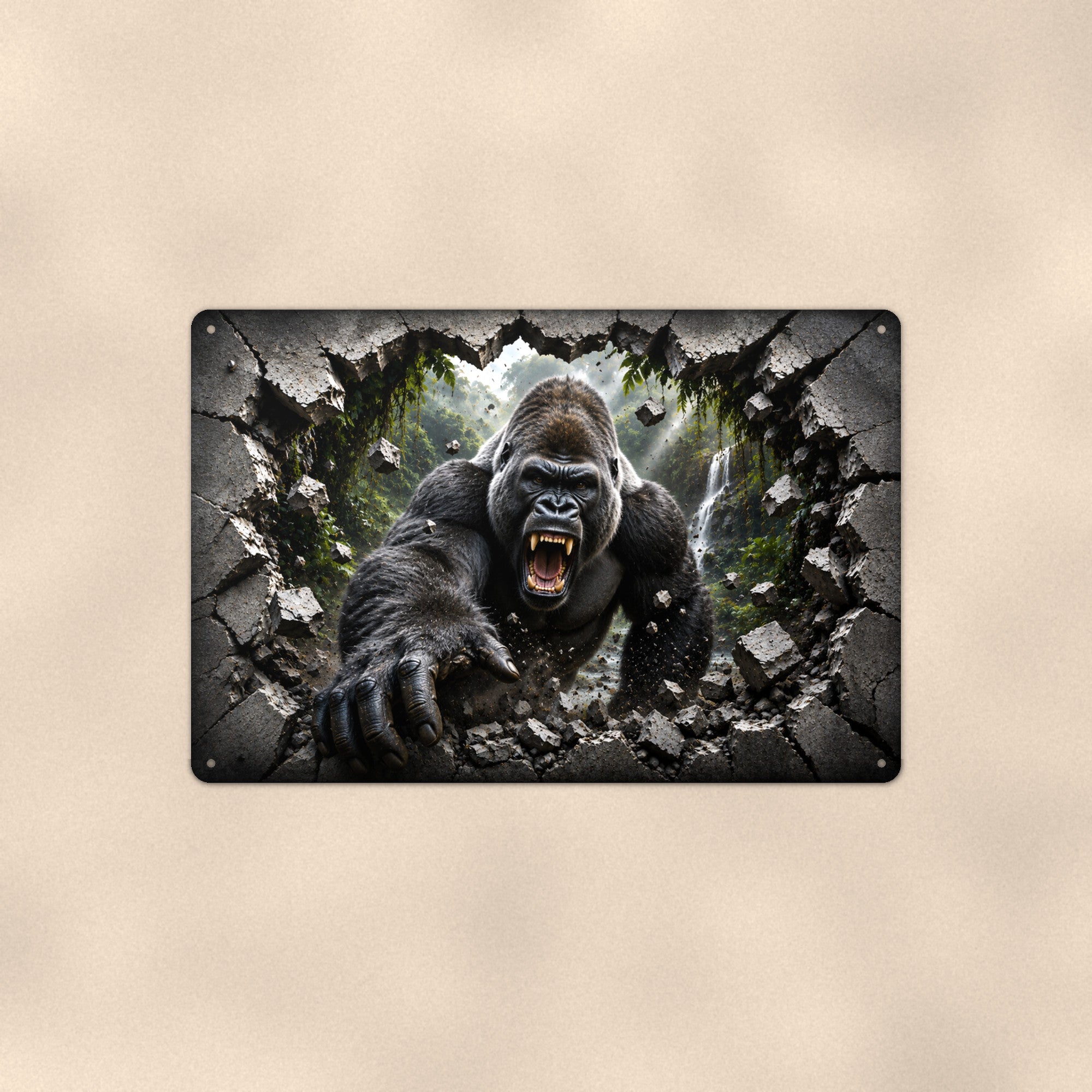 Gorilla Metal Wall Art, 3D Breakthrough Aluminum Sign, Jungle Wildlife Decor Gift