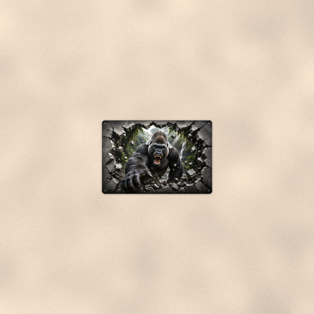 Gorilla Metal Wall Art, 3D Breakthrough Aluminum Sign, Jungle Wildlife Decor Gift