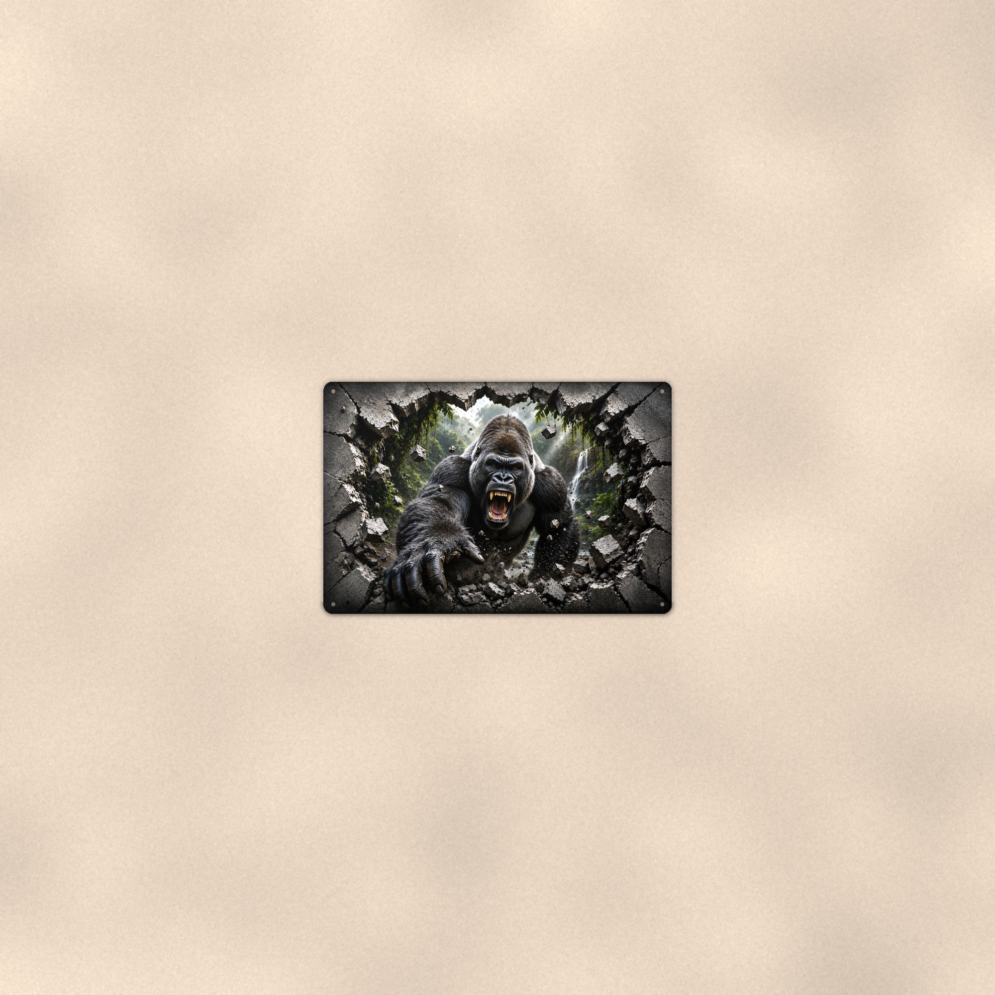 Gorilla Metal Wall Art, 3D Breakthrough Aluminum Sign, Jungle Wildlife Decor Gift
