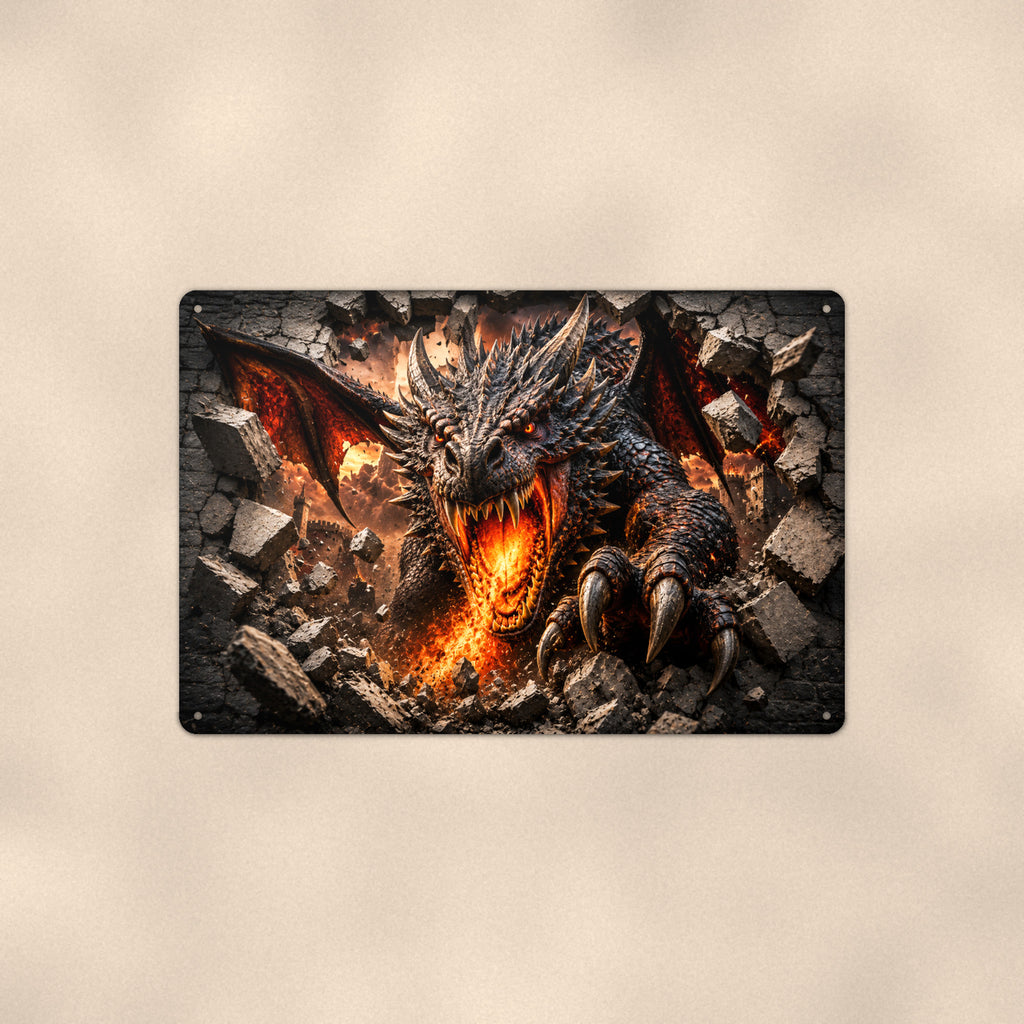 Dragon Metal Wall Art, 3D Breakthrough Aluminum Sign, Fantasy Creature Room Decor Gift