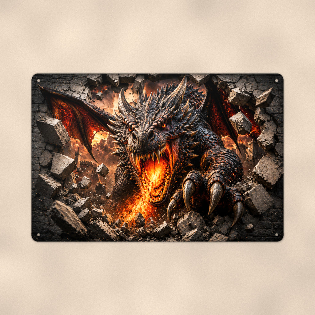 Dragon Metal Wall Art, 3D Breakthrough Aluminum Sign, Fantasy Creature Room Decor Gift