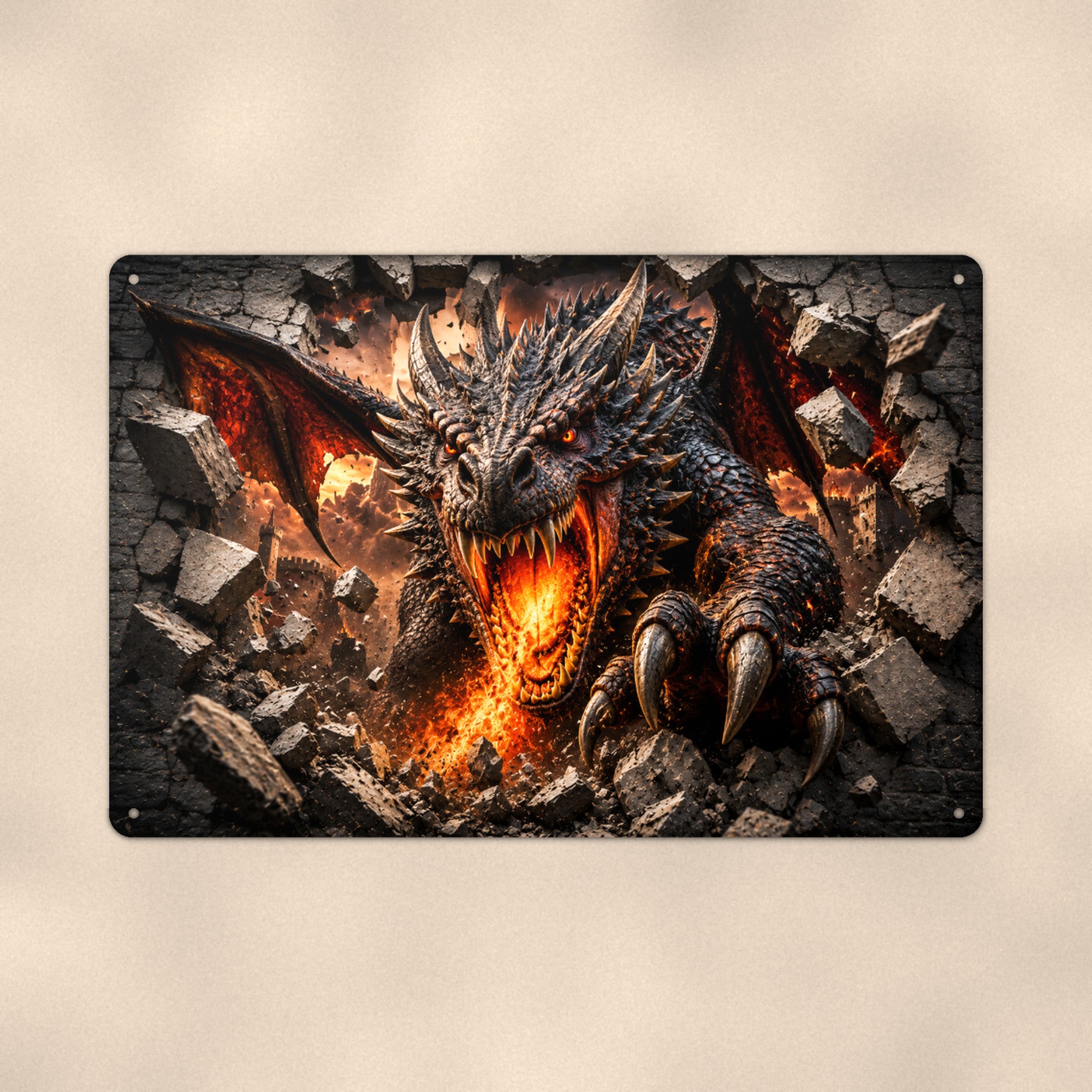 Dragon Metal Wall Art, 3D Breakthrough Aluminum Sign, Fantasy Creature Room Decor Gift