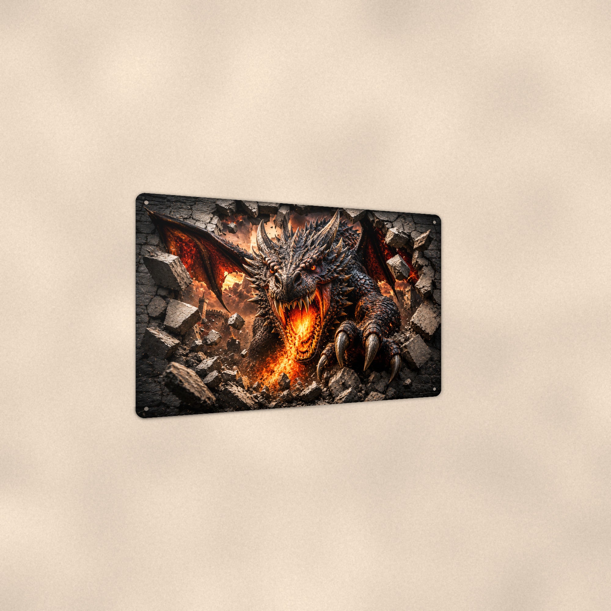 Dragon Metal Wall Art, 3D Breakthrough Aluminum Sign, Fantasy Creature Room Decor Gift
