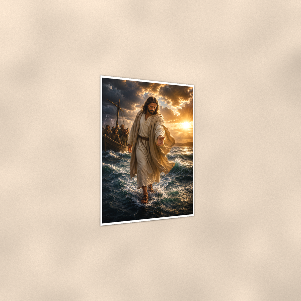Jesus Walking On Water - Christian Poster 16x24 & 24x36 — Print detail