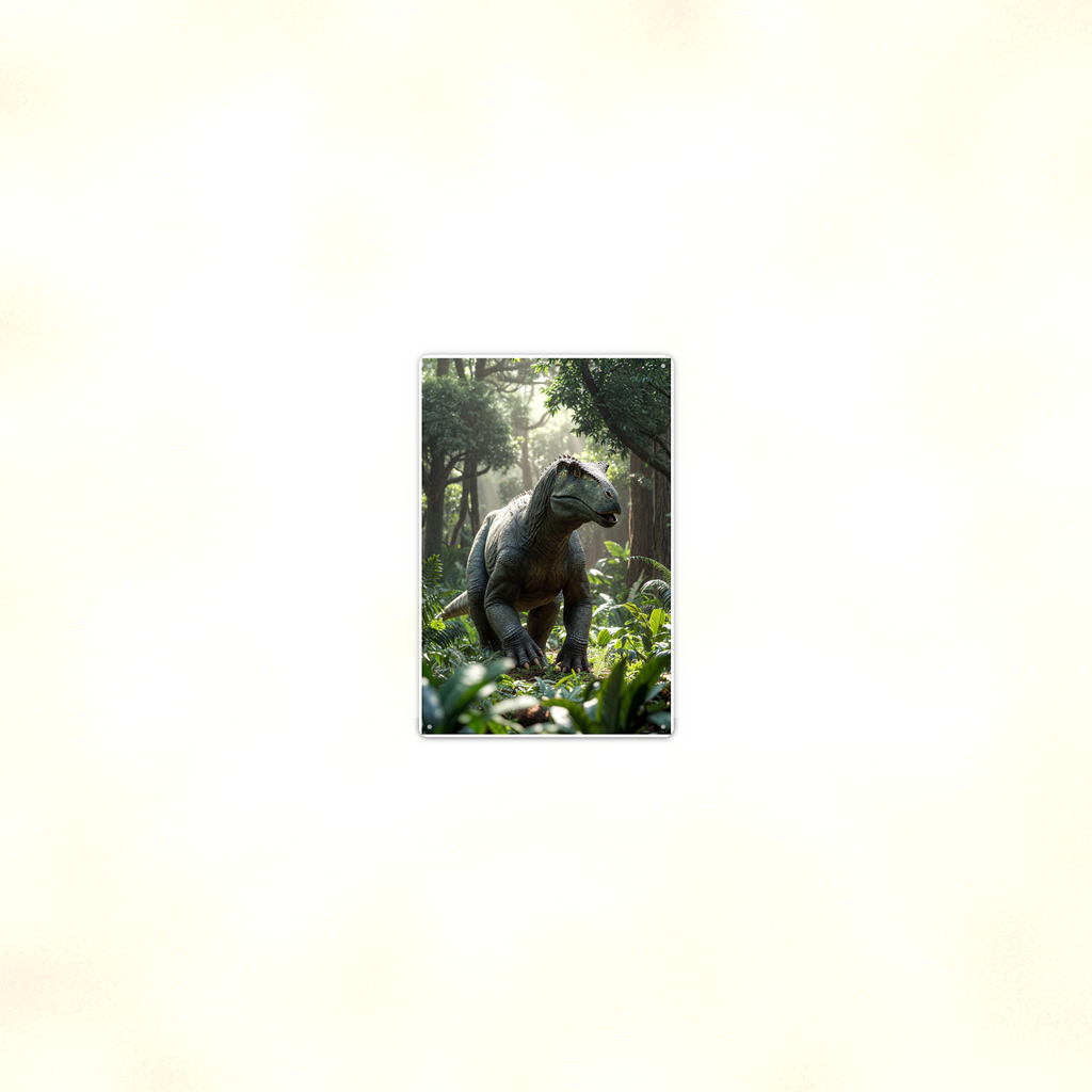 Horned Dinosaur Forest Scene - Metal Sign 8x12 & 12x18, Aluminum Decor — Room display