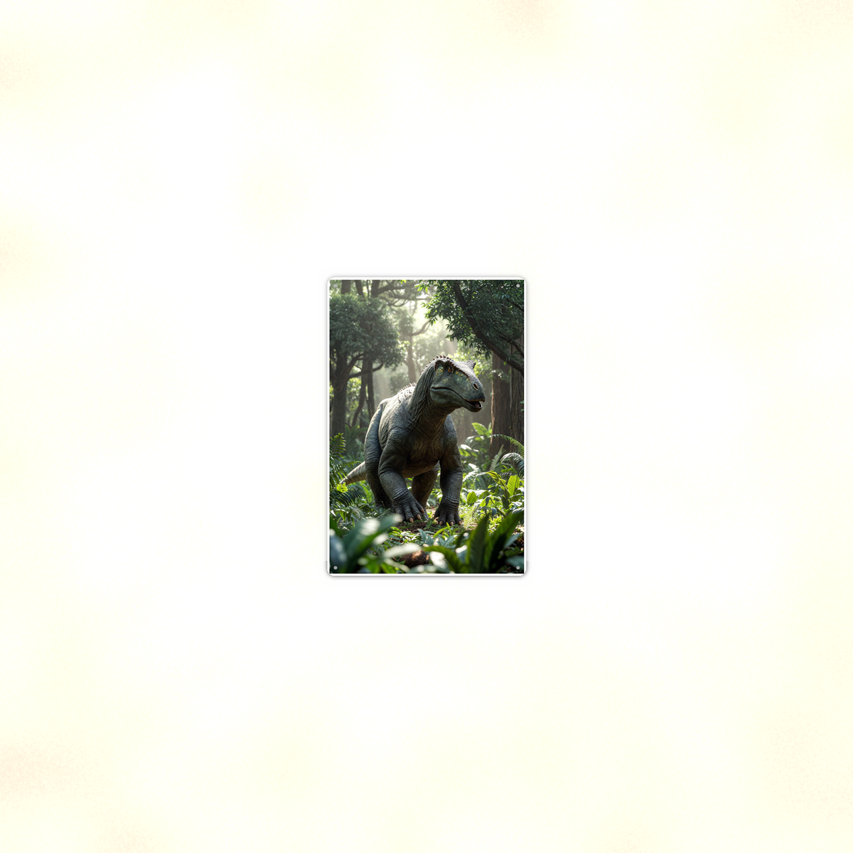 Horned Dinosaur Forest Scene - Metal Sign 8x12 & 12x18, Aluminum Decor — Room display