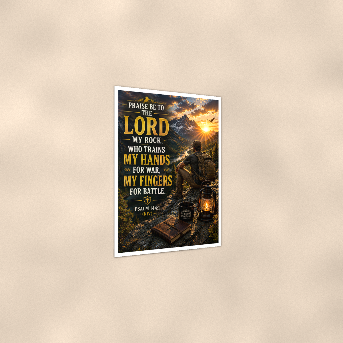 Praise Be To The Lord My Rock - Psalm 144:1, Christian Poster 16x24 & 24x36 — Print detail